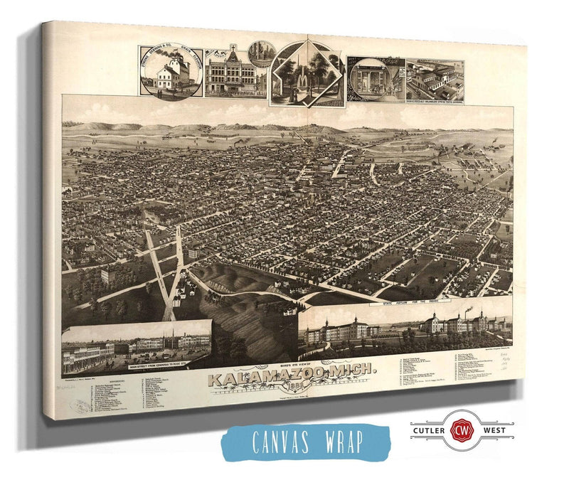 Birds Eye View Of Kalamazoo Mich 1883 State of Michigan