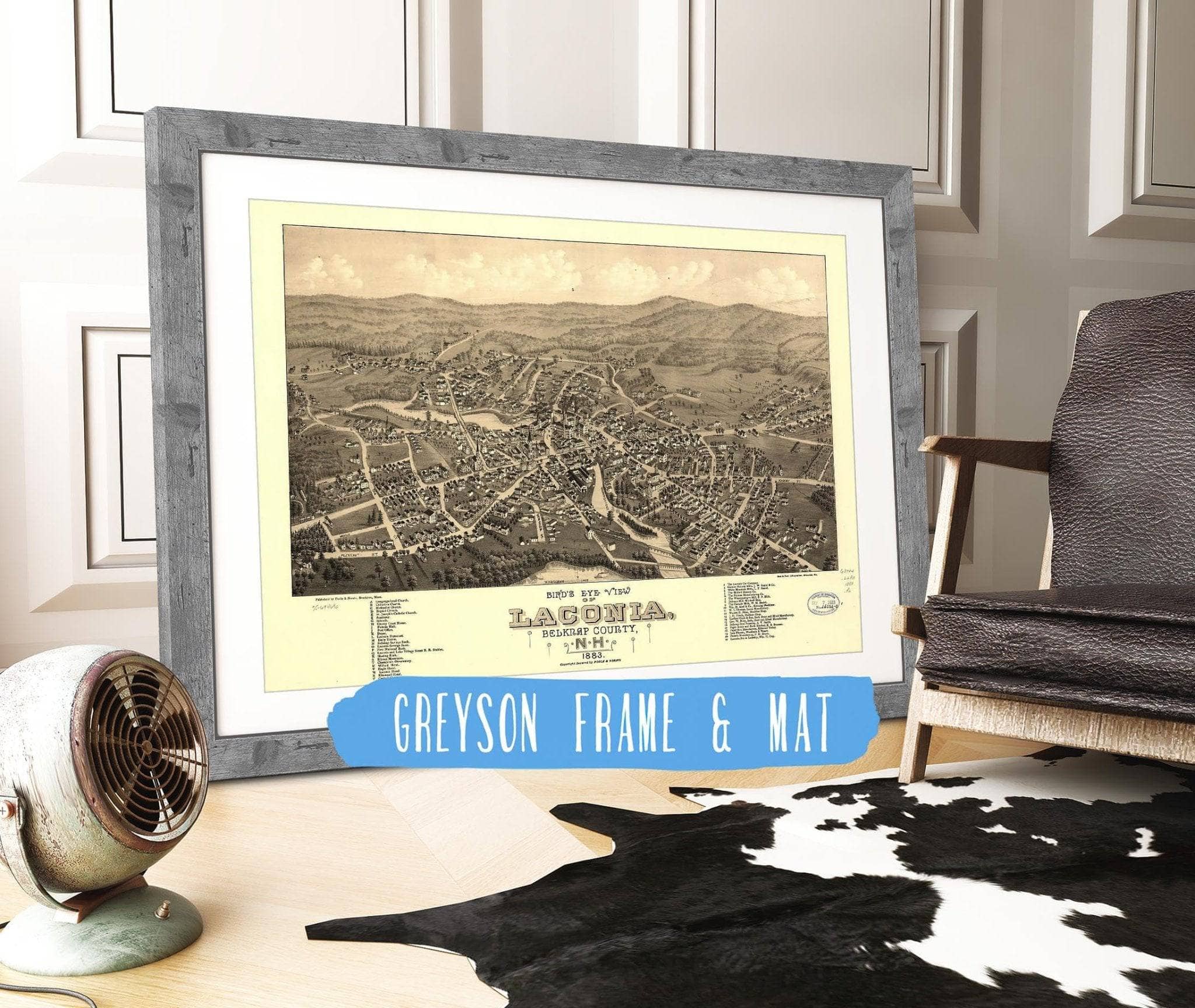 Birds Eye View Of Laconia Belknap County Nh 1883 State of New Hampshire