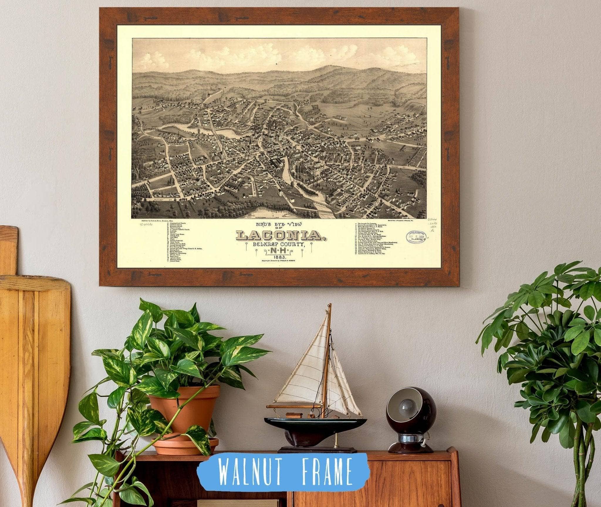 Birds Eye View Of Laconia Belknap County Nh 1883 State of New Hampshire