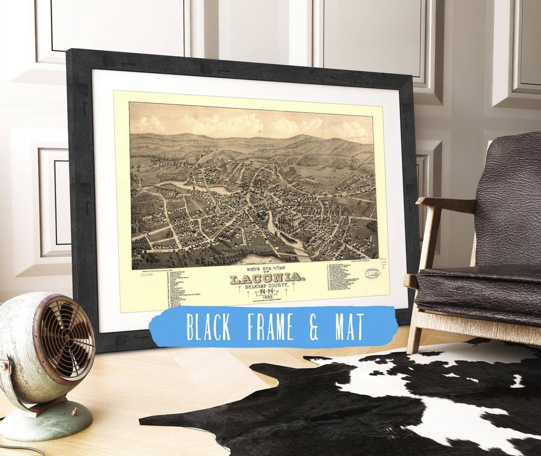 Birds Eye View Of Laconia Belknap County Nh 1883 State of New Hampshire