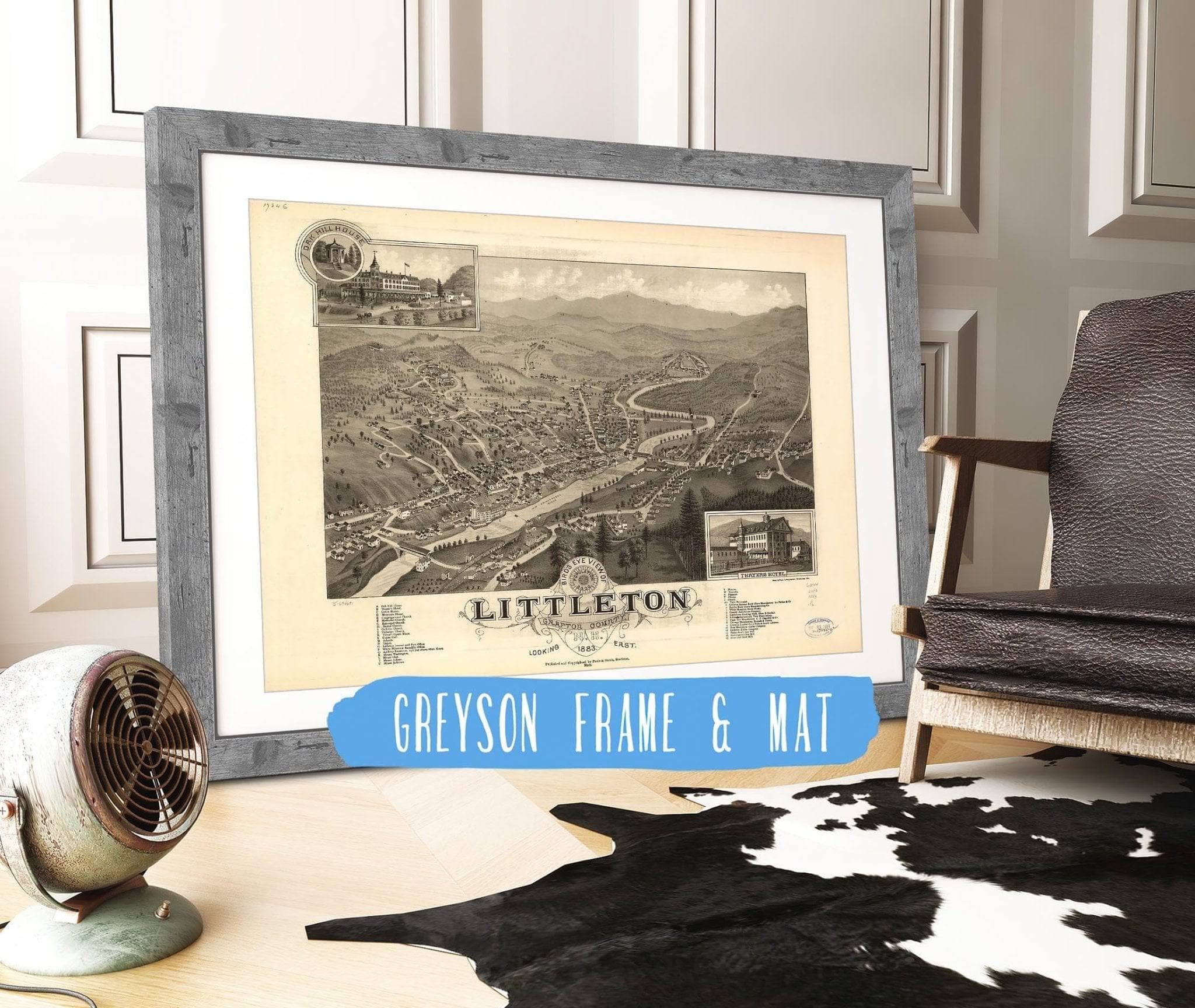 Birds Eye View Of Littleton Grafton County Nh 1883 State of New Hampshire