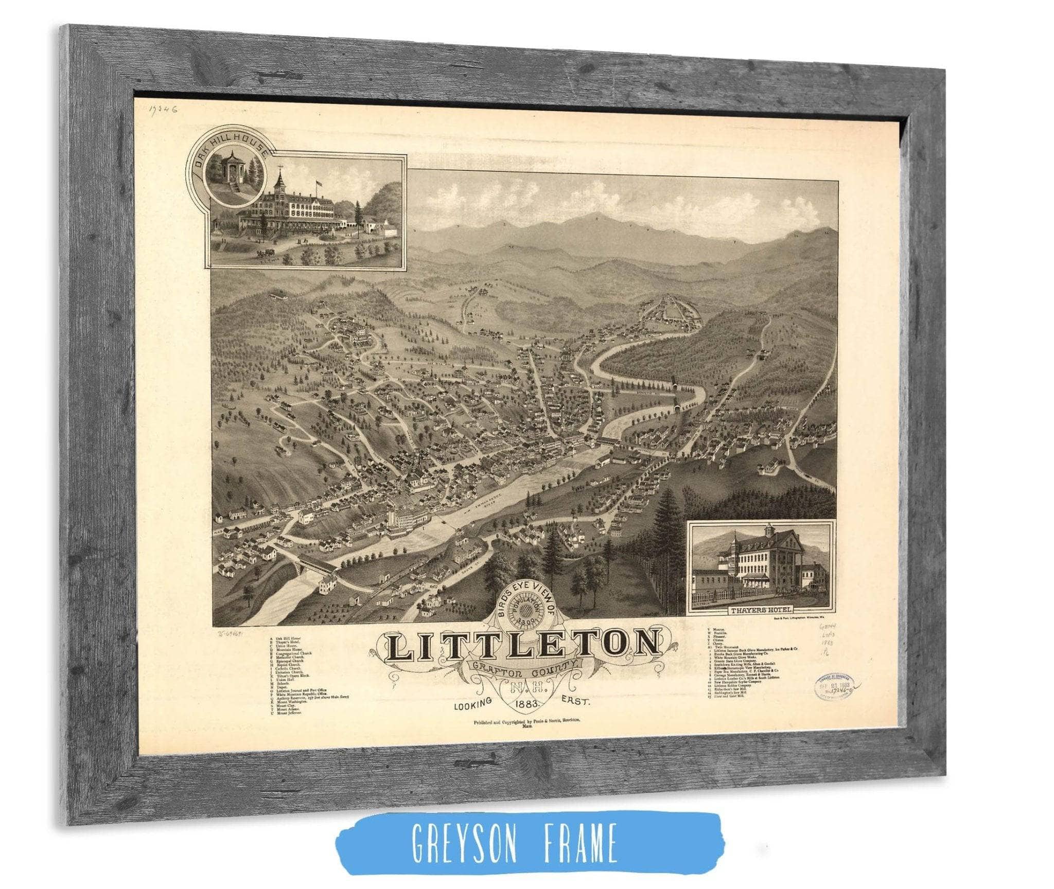 Birds Eye View Of Littleton Grafton County Nh 1883 State of New Hampshire