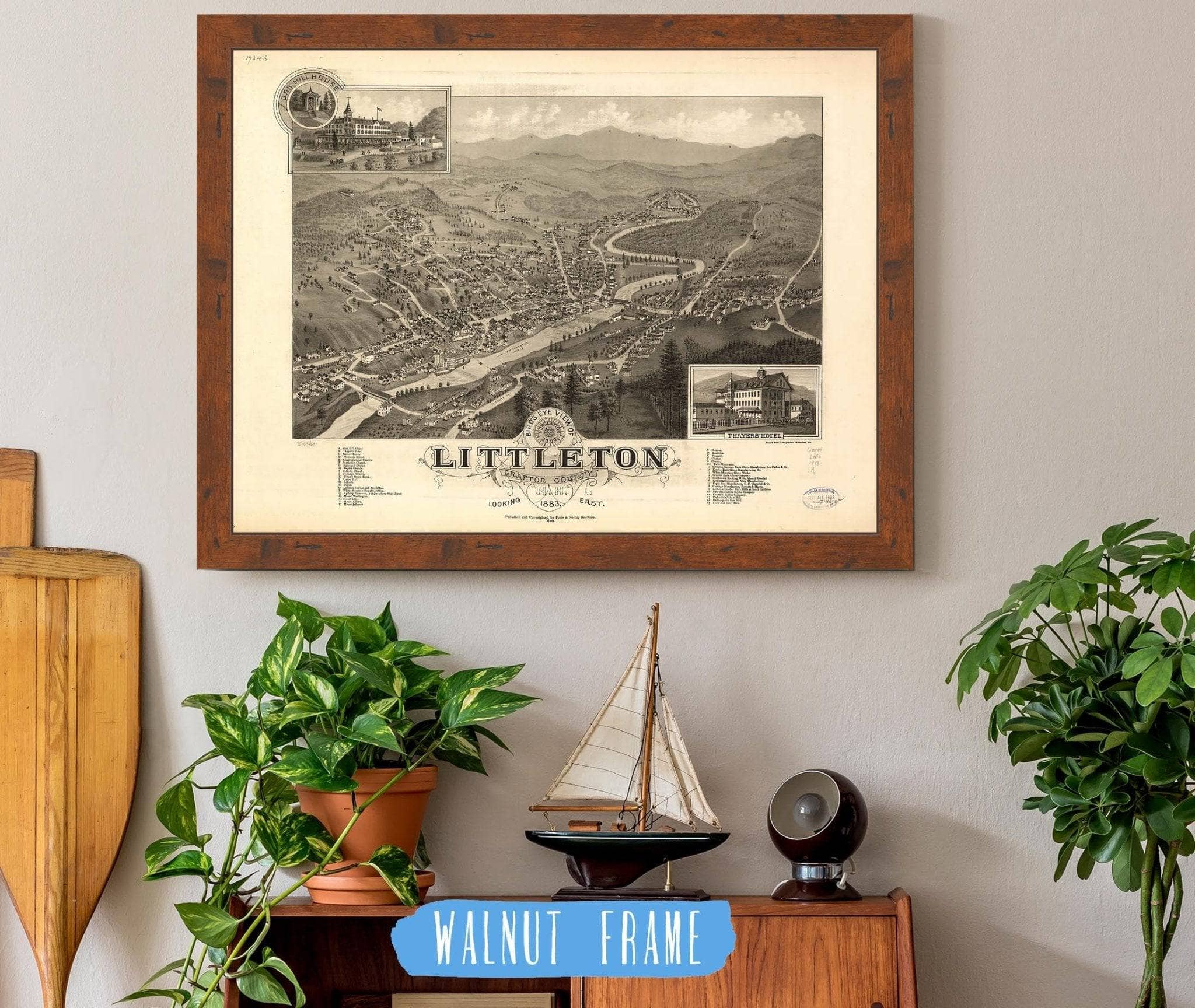 Birds Eye View Of Littleton Grafton County Nh 1883 State of New Hampshire