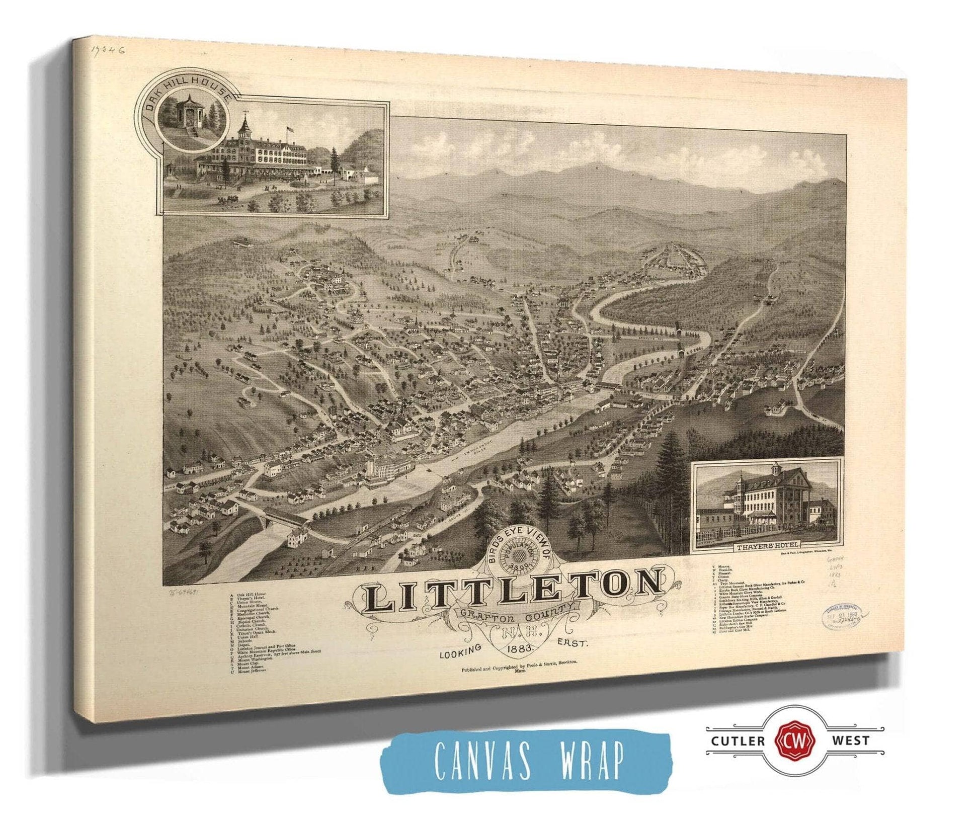 Birds Eye View Of Littleton Grafton County Nh 1883 State of New Hampshire