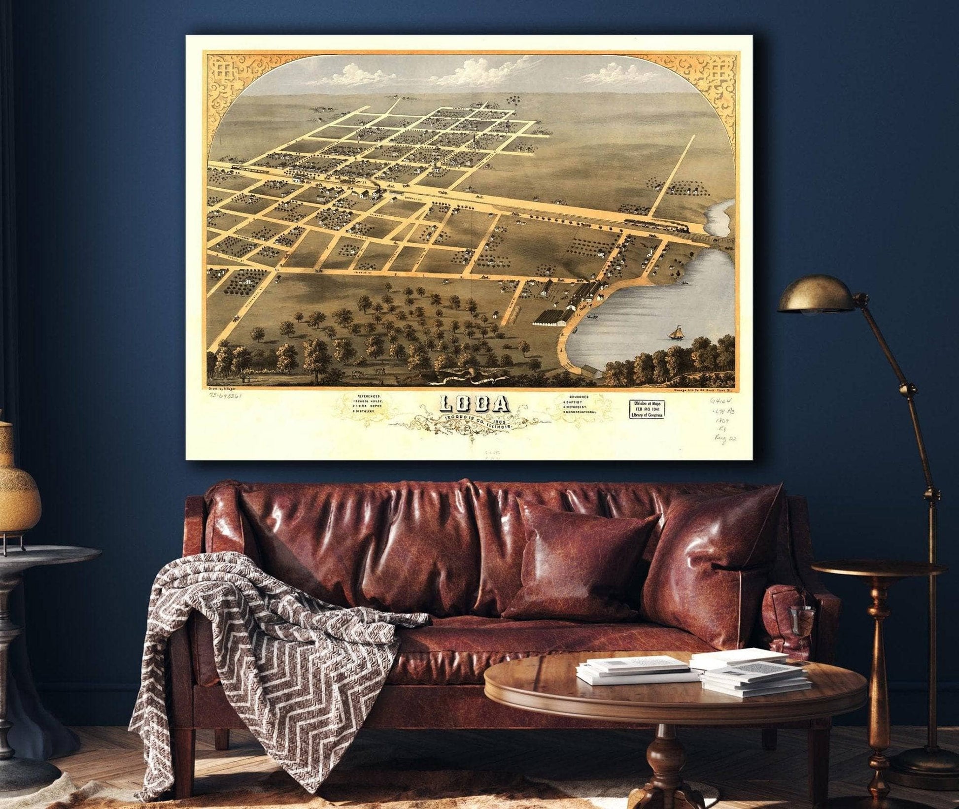 Birds Eye View Of Loda Iroquois Co Illinois 1869 State of Illinois