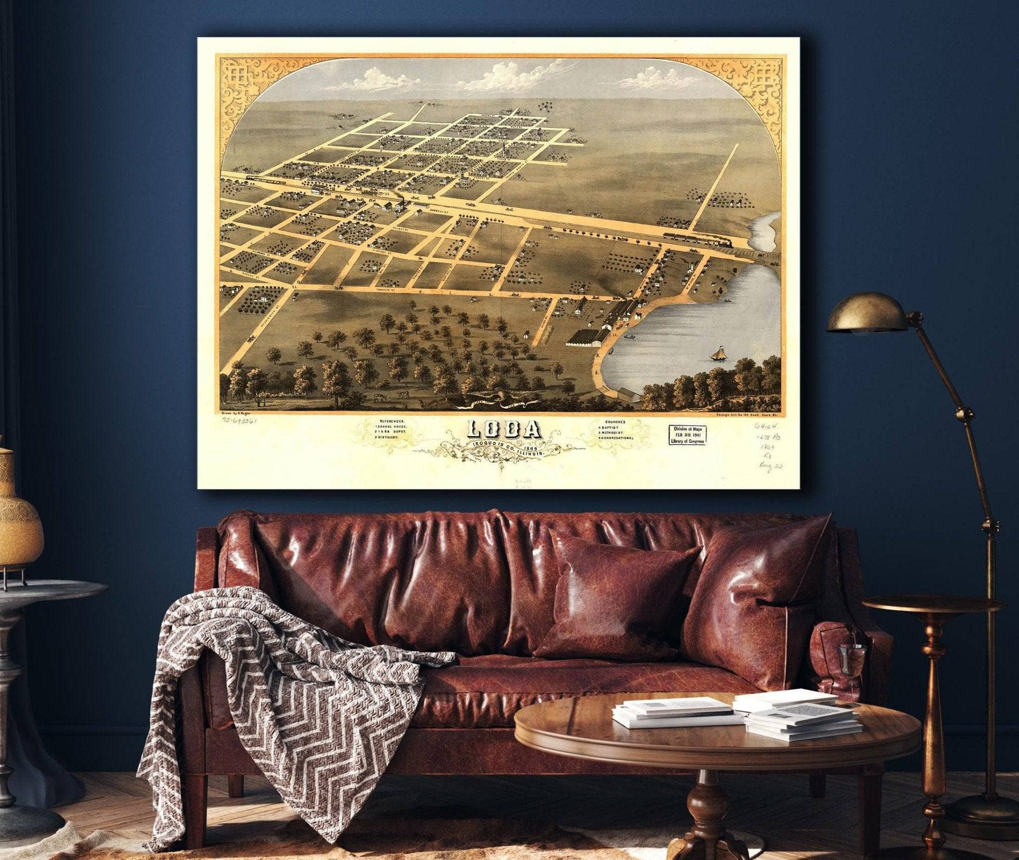 Birds Eye View Of Loda Iroquois Co Illinois 1869 State of Illinois