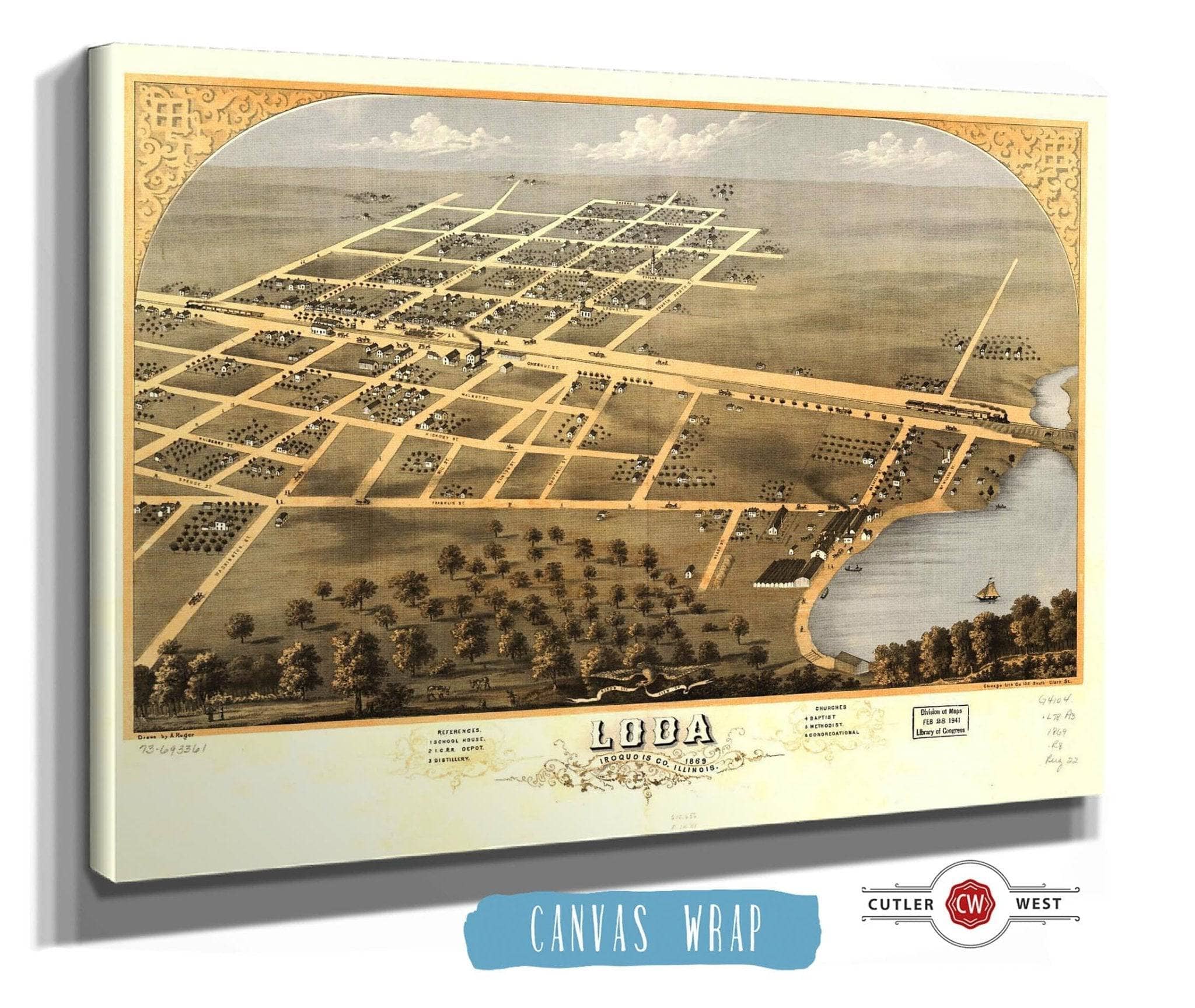 Birds Eye View Of Loda Iroquois Co Illinois 1869 State of Illinois