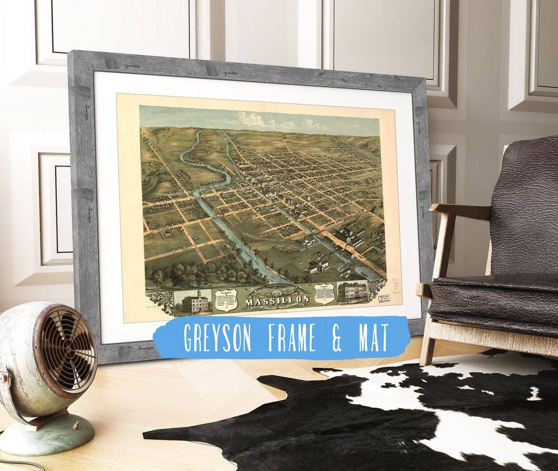 Birds Eye View Of Massillon Stark County Ohio 1870 State of Ohio