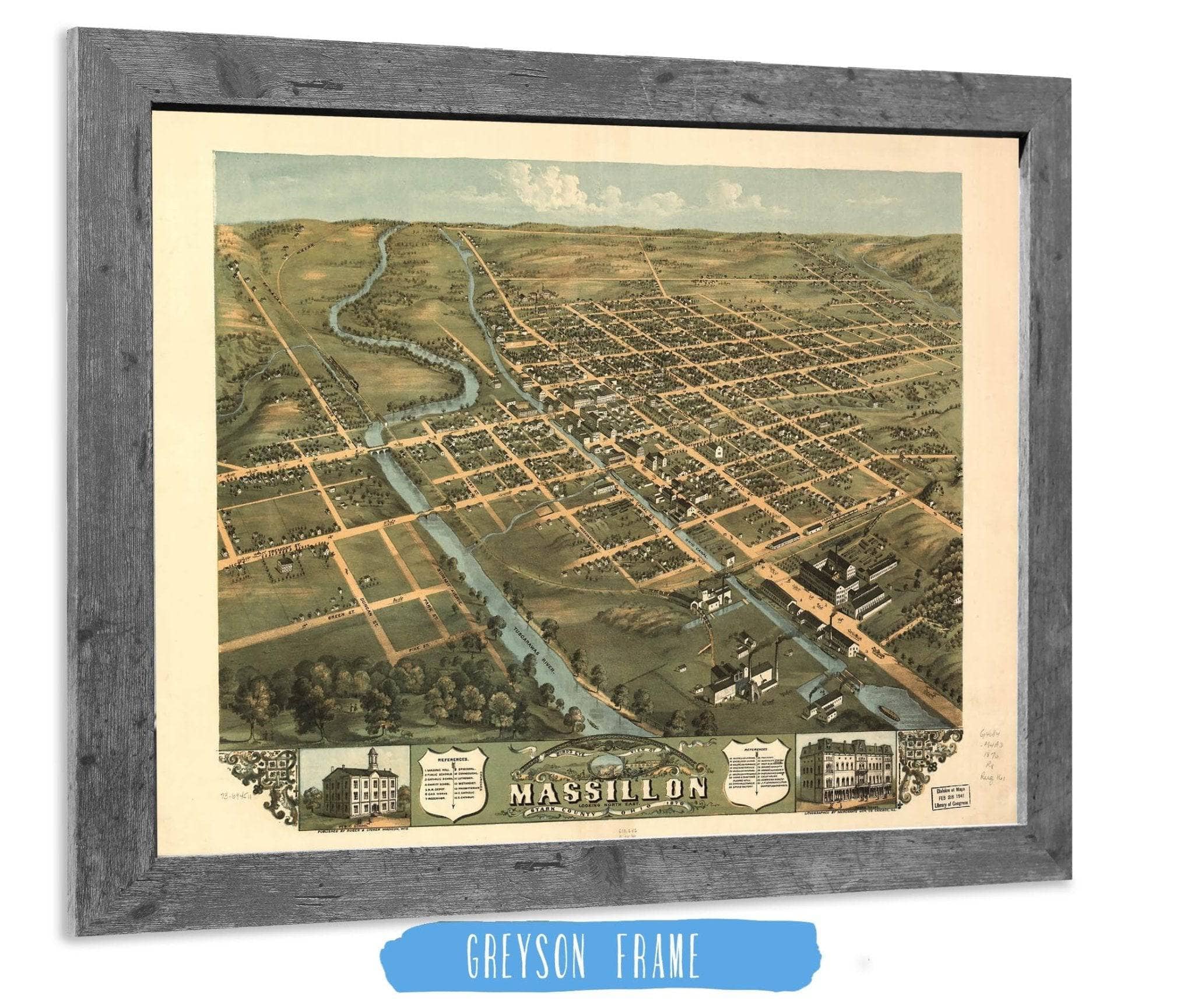 Birds Eye View Of Massillon Stark County Ohio 1870 State of Ohio