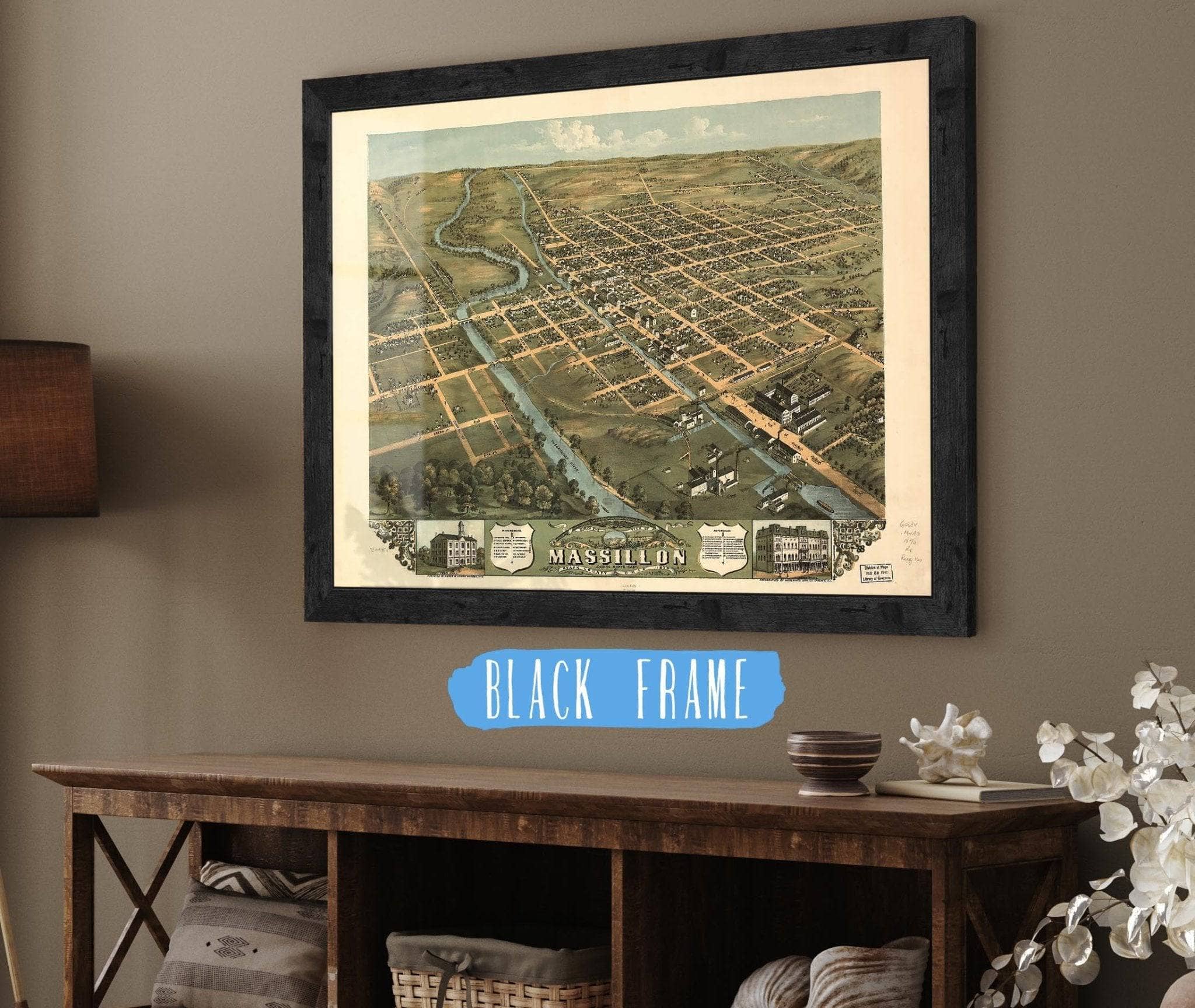 Birds Eye View Of Massillon Stark County Ohio 1870 State of Ohio