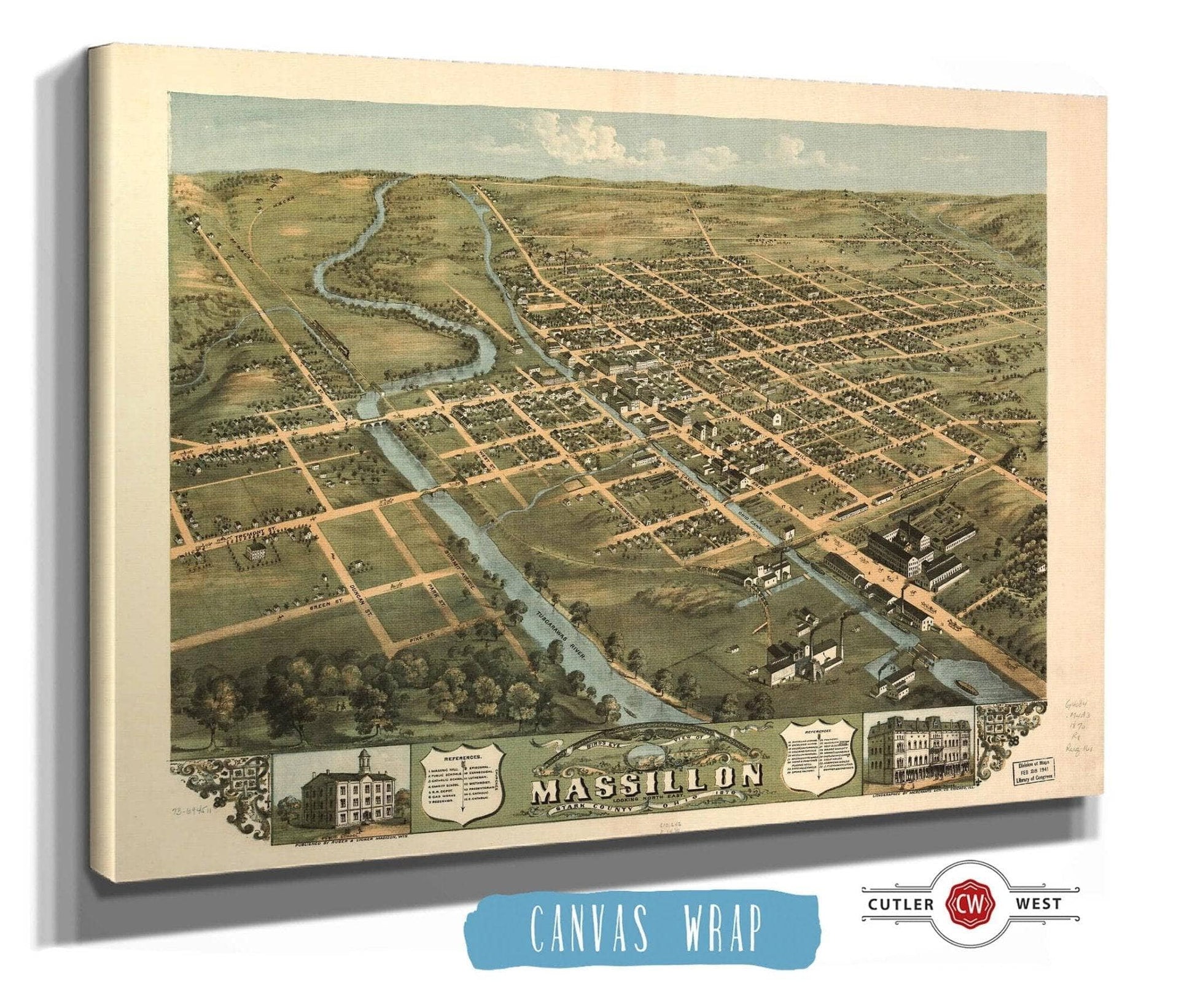 Birds Eye View Of Massillon Stark County Ohio 1870 State of Ohio