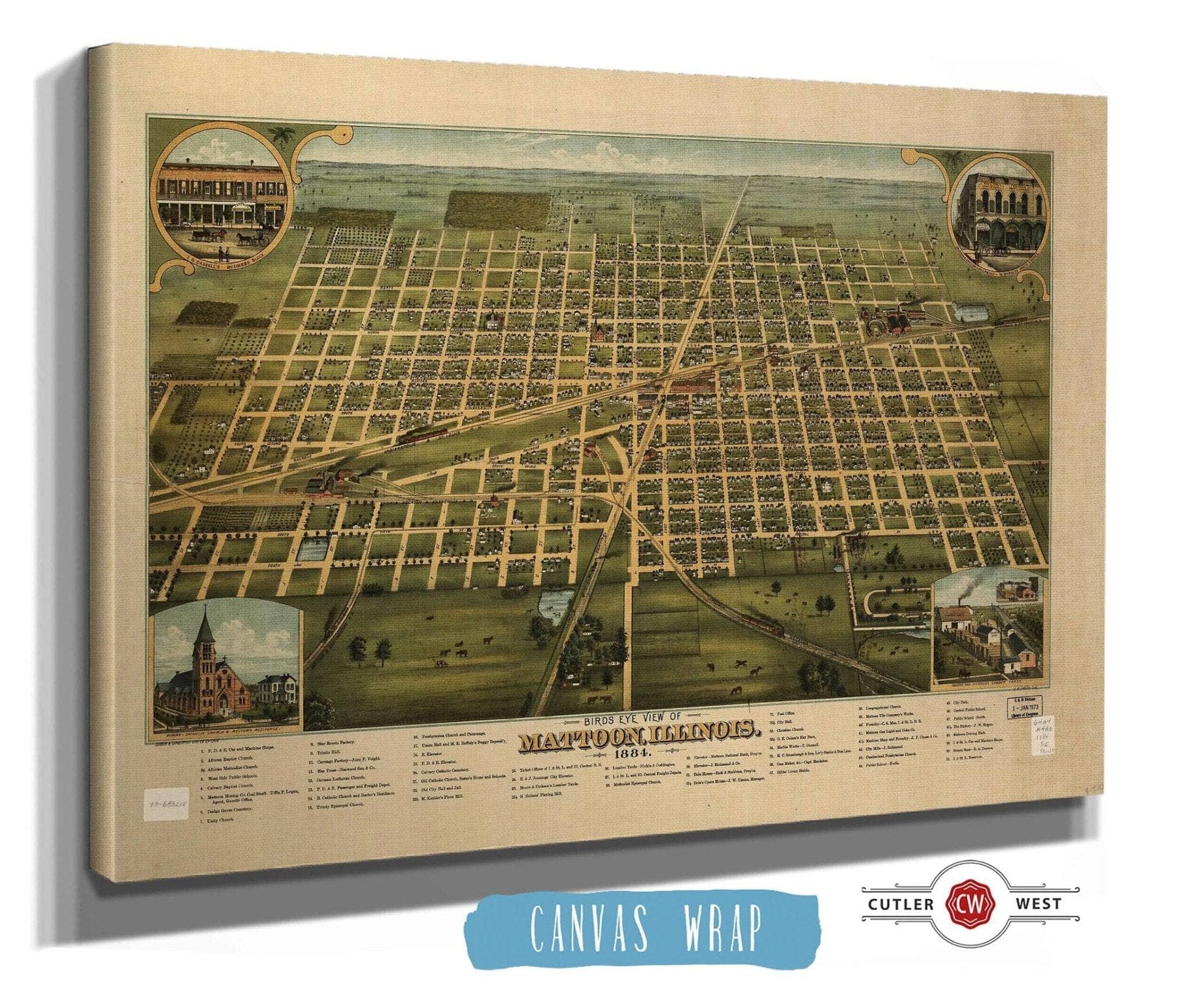 Birds Eye View Of Mattoon Illinois 1884 State of Illinois