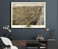 Birds Eye View Of Michigan City La Porte County Indiana 1869 State of Indiana