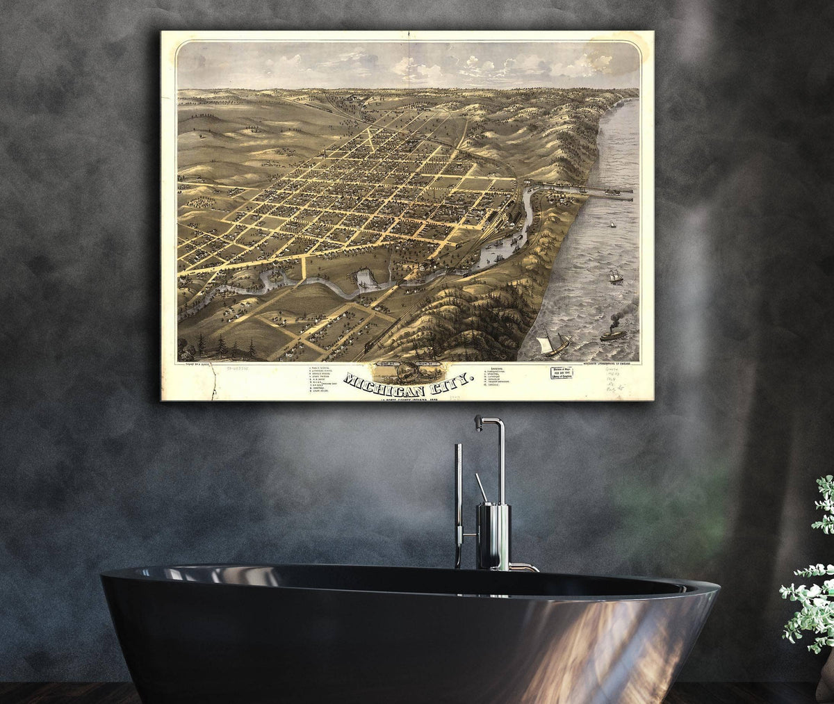 Birds Eye View Of Michigan City La Porte County Indiana 1869 State of Indiana