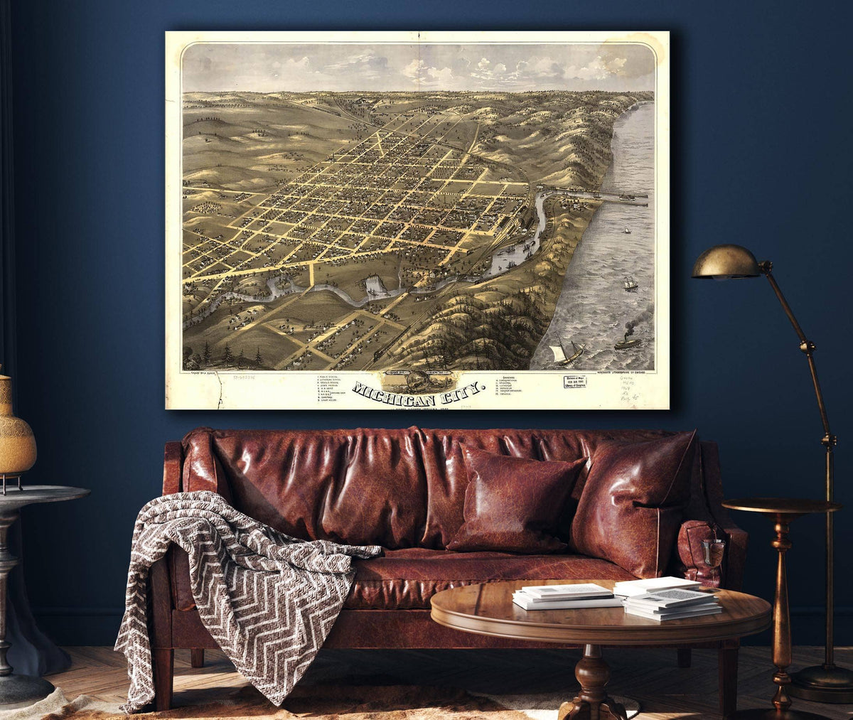 Birds Eye View Of Michigan City La Porte County Indiana 1869 State of Indiana