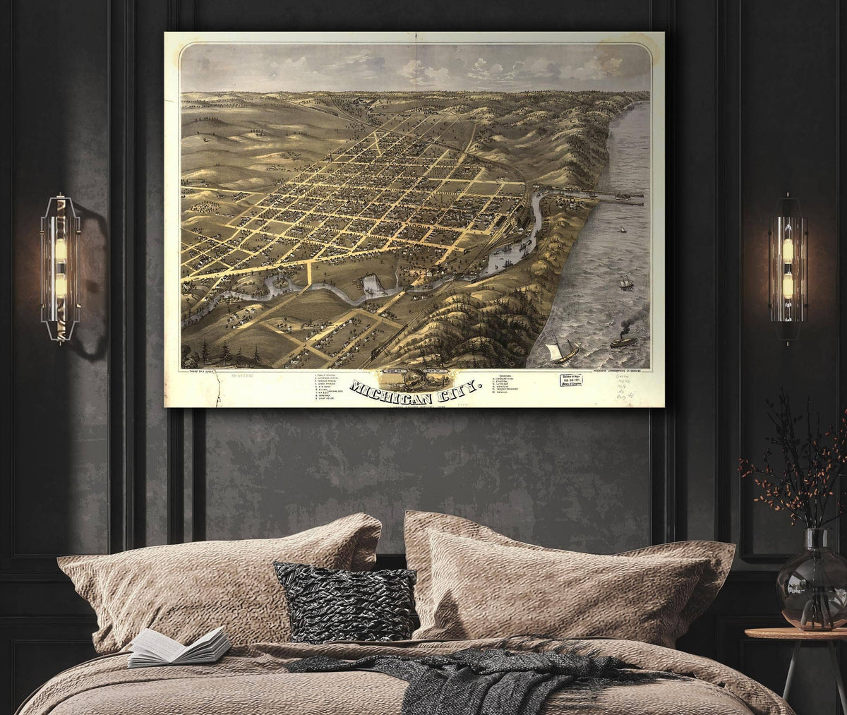 Birds Eye View Of Michigan City La Porte County Indiana 1869 State of Indiana