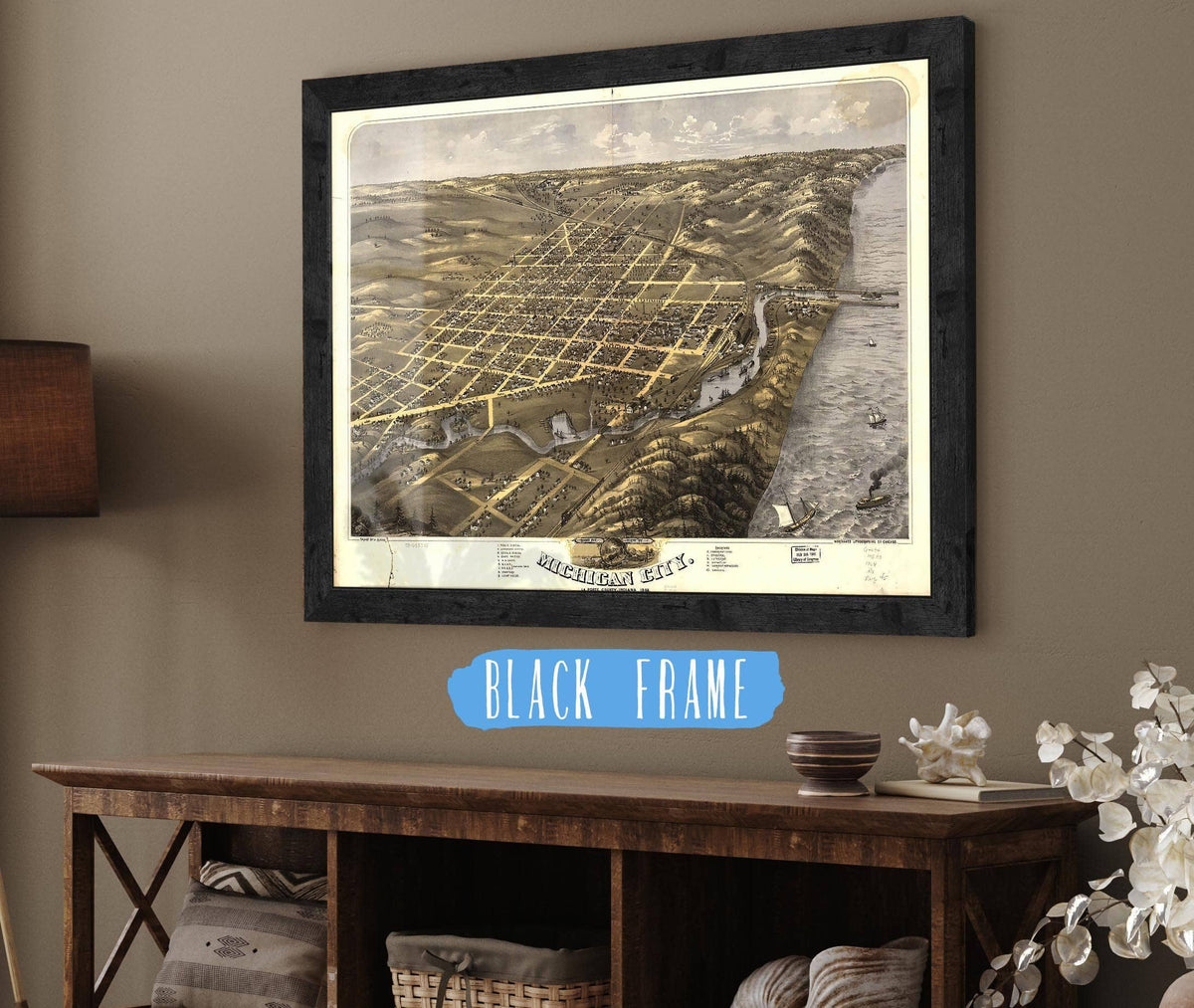 Birds Eye View Of Michigan City La Porte County Indiana 1869 State of Indiana