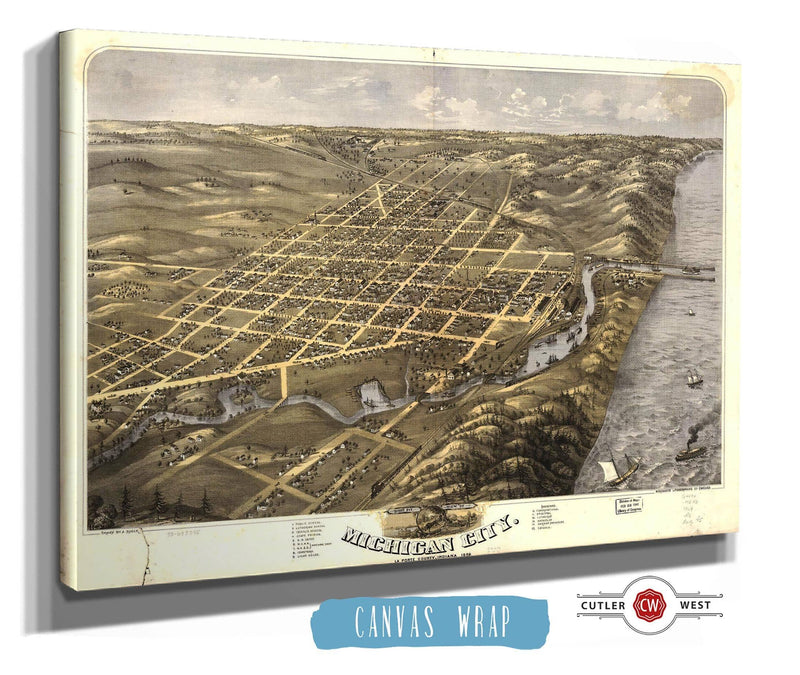 Birds Eye View Of Michigan City La Porte County Indiana 1869 State of Indiana