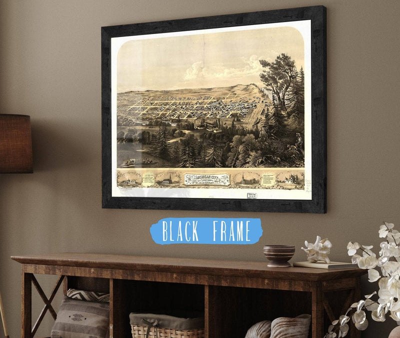 Birds Eye View Of Michigan City Laporte County Ind 1869 State of Michigan