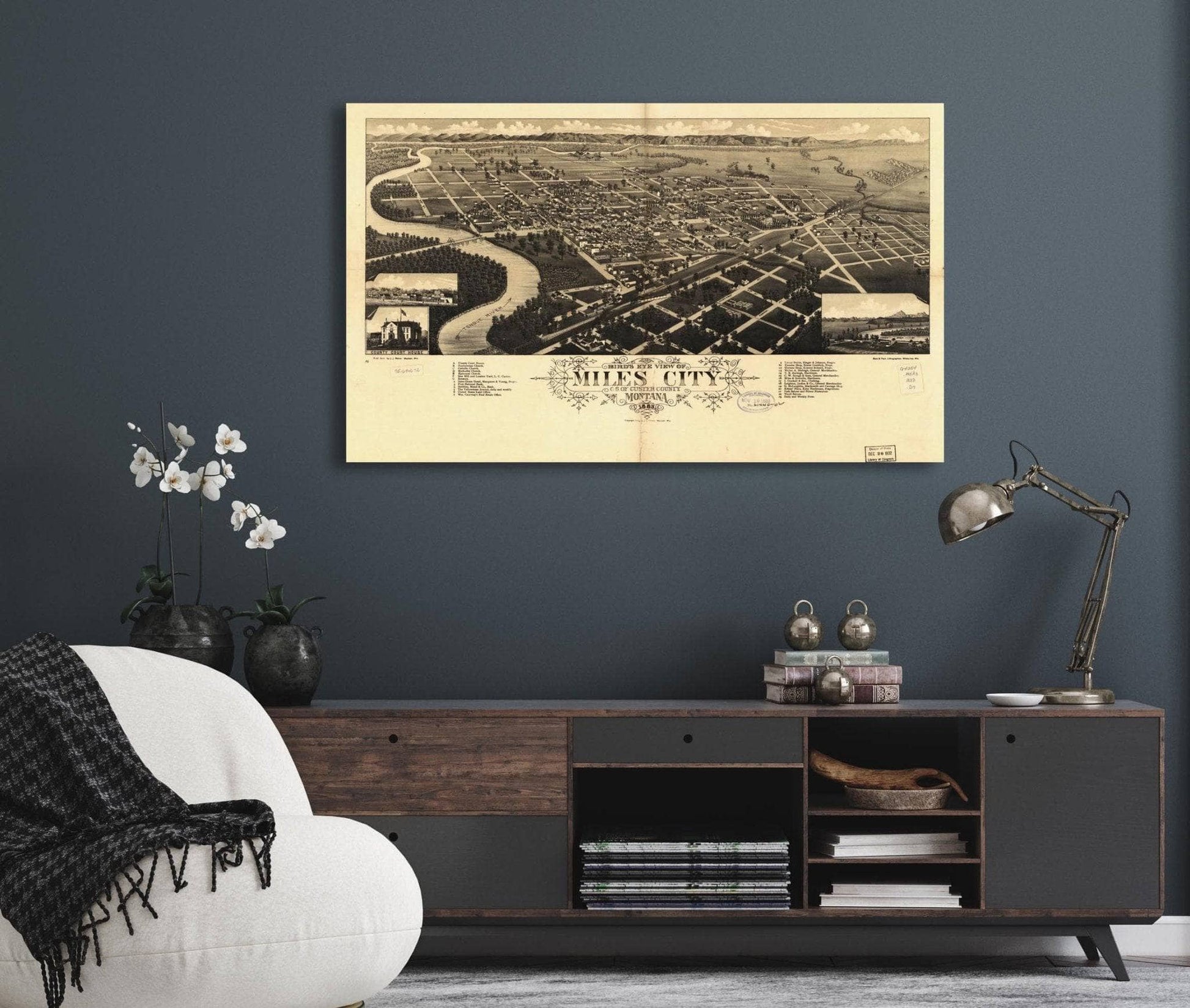 Birds Eye View Of Miles City Cs Of Custer County Montana 1883  State Of Montana