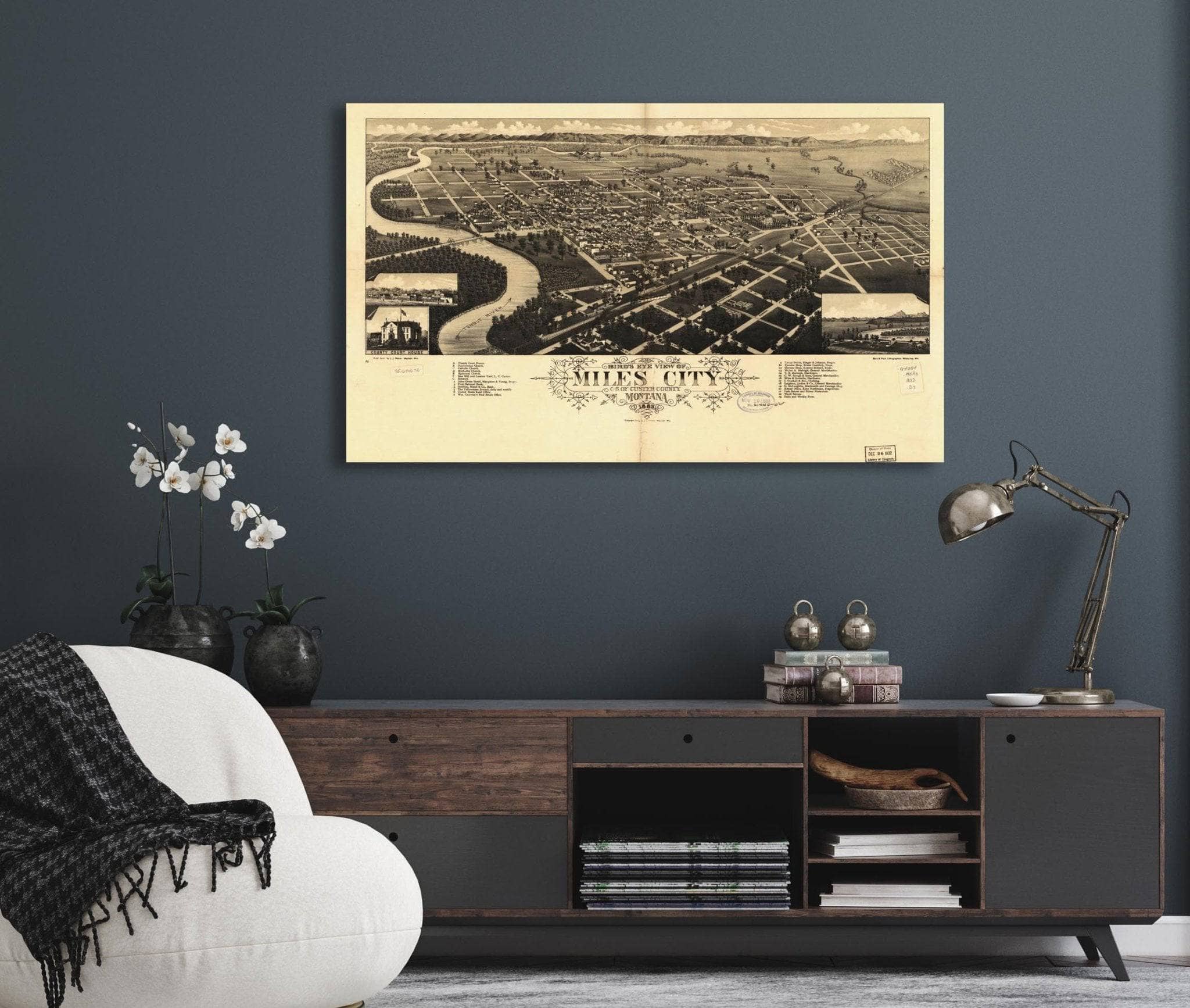 Birds Eye View Of Miles City Cs Of Custer County Montana 1883  State Of Montana