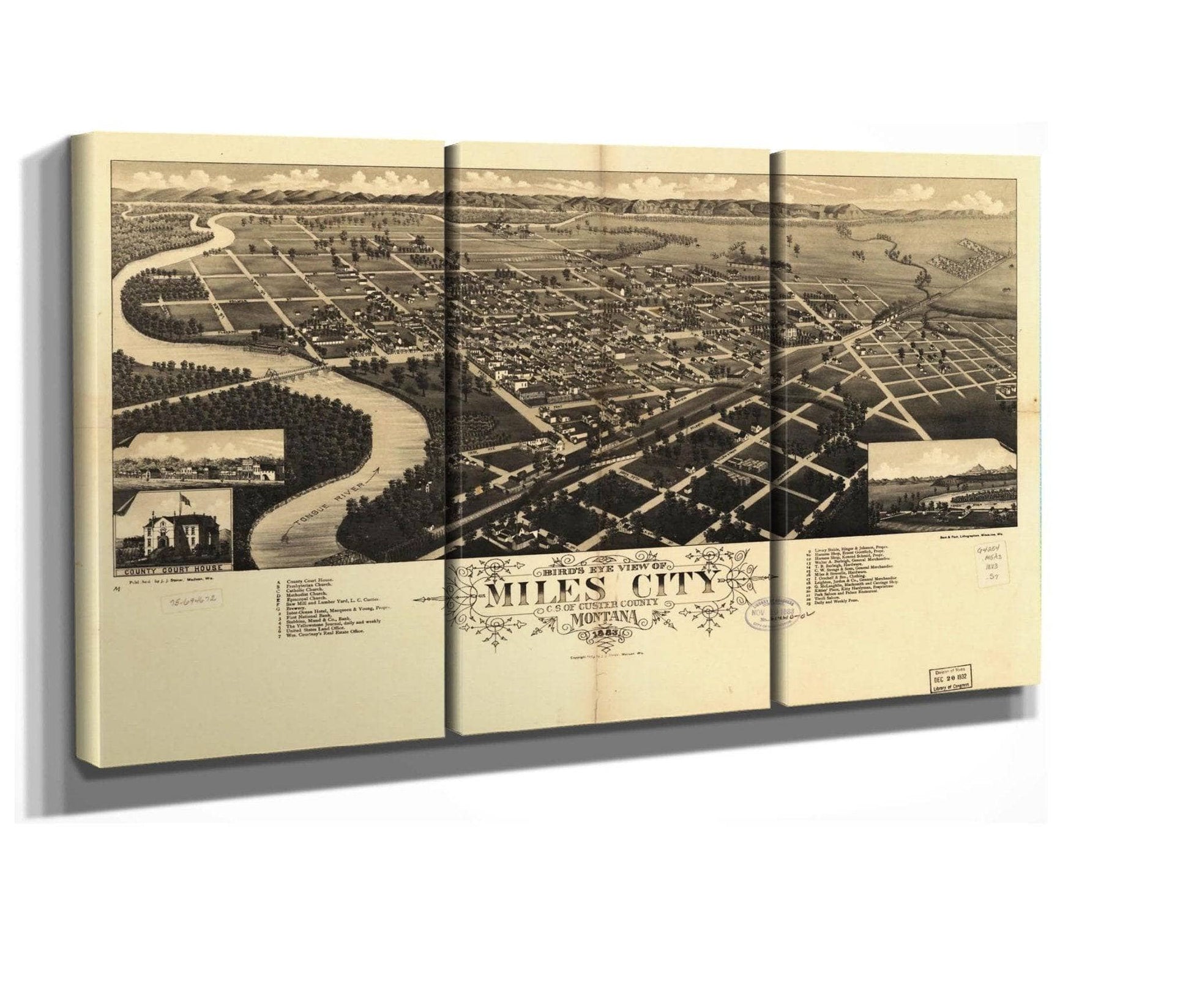 Birds Eye View Of Miles City Cs Of Custer County Montana 1883  State Of Montana