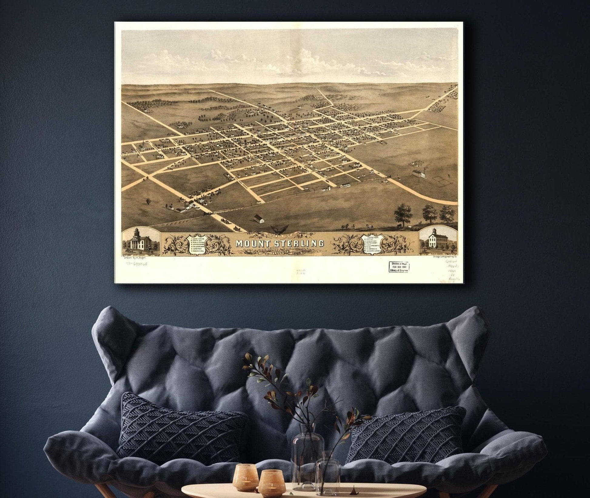 Birds Eye View Of Mount Sterling Brown County Illinois 1869 State of Illinois