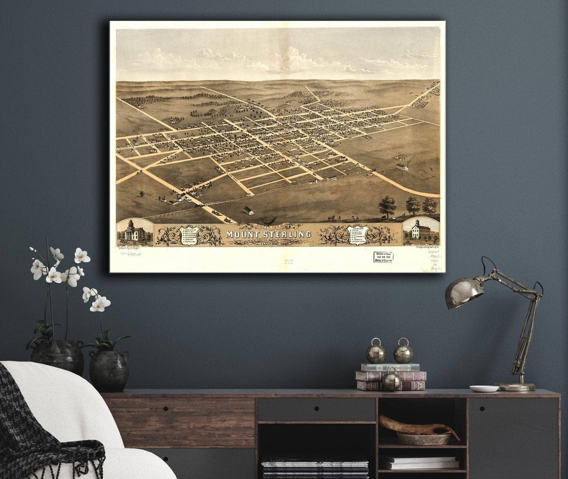 Birds Eye View Of Mount Sterling Brown County Illinois 1869 State of Illinois