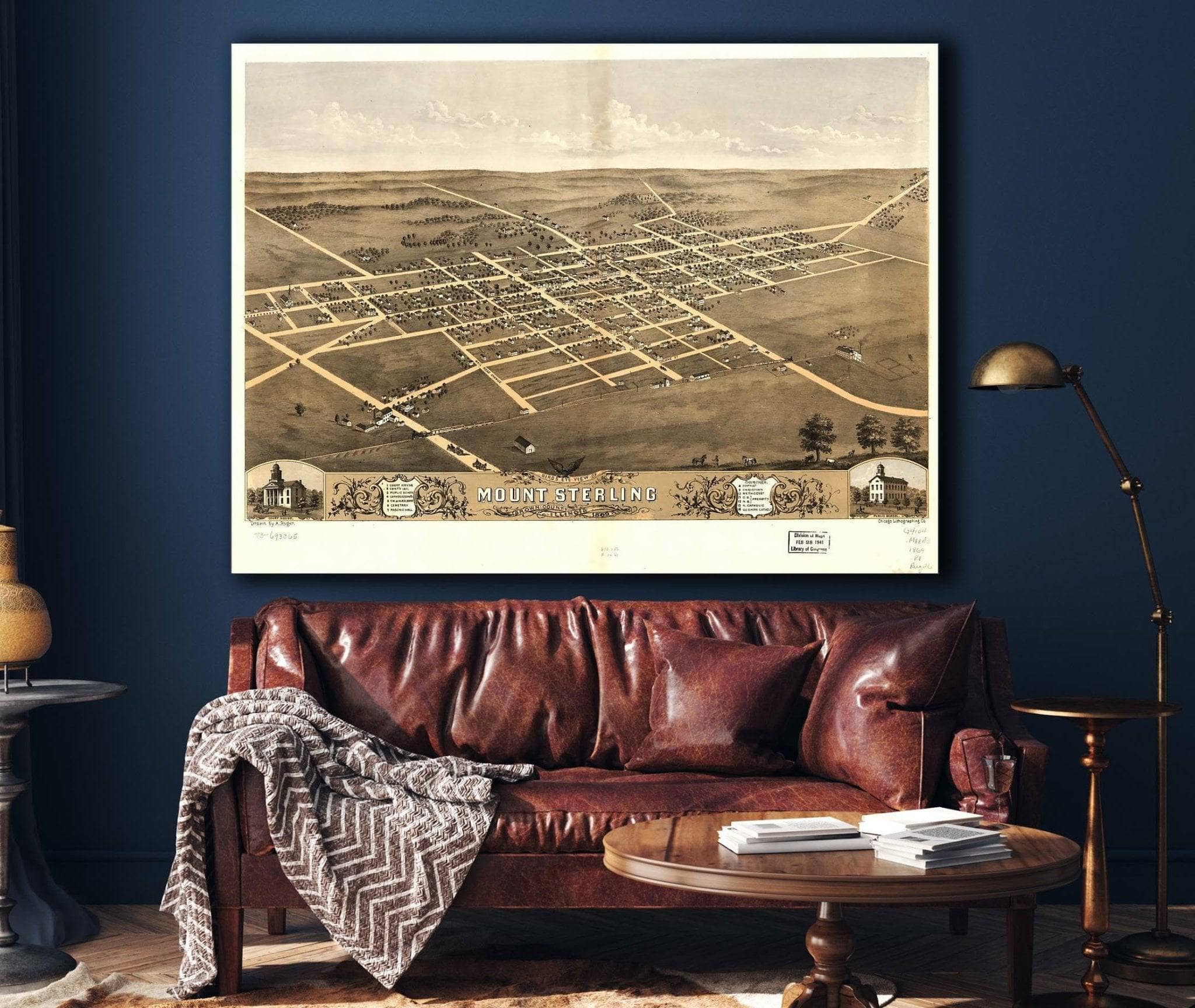 Birds Eye View Of Mount Sterling Brown County Illinois 1869 State of Illinois