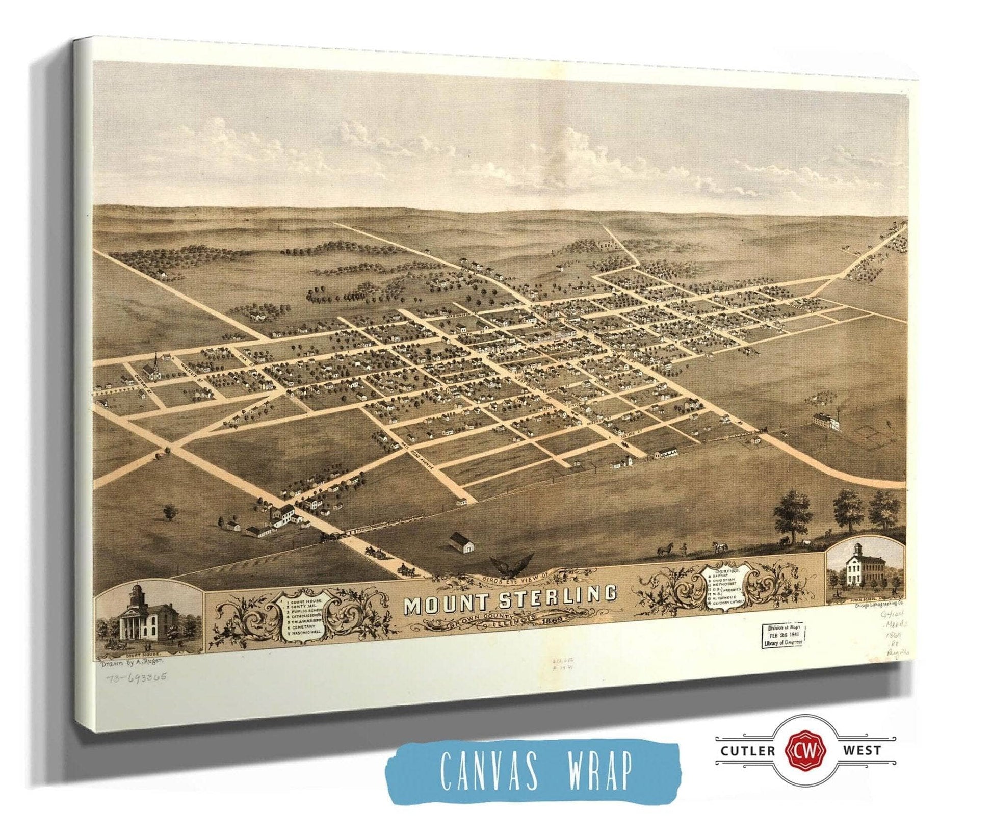 Birds Eye View Of Mount Sterling Brown County Illinois 1869 State of Illinois