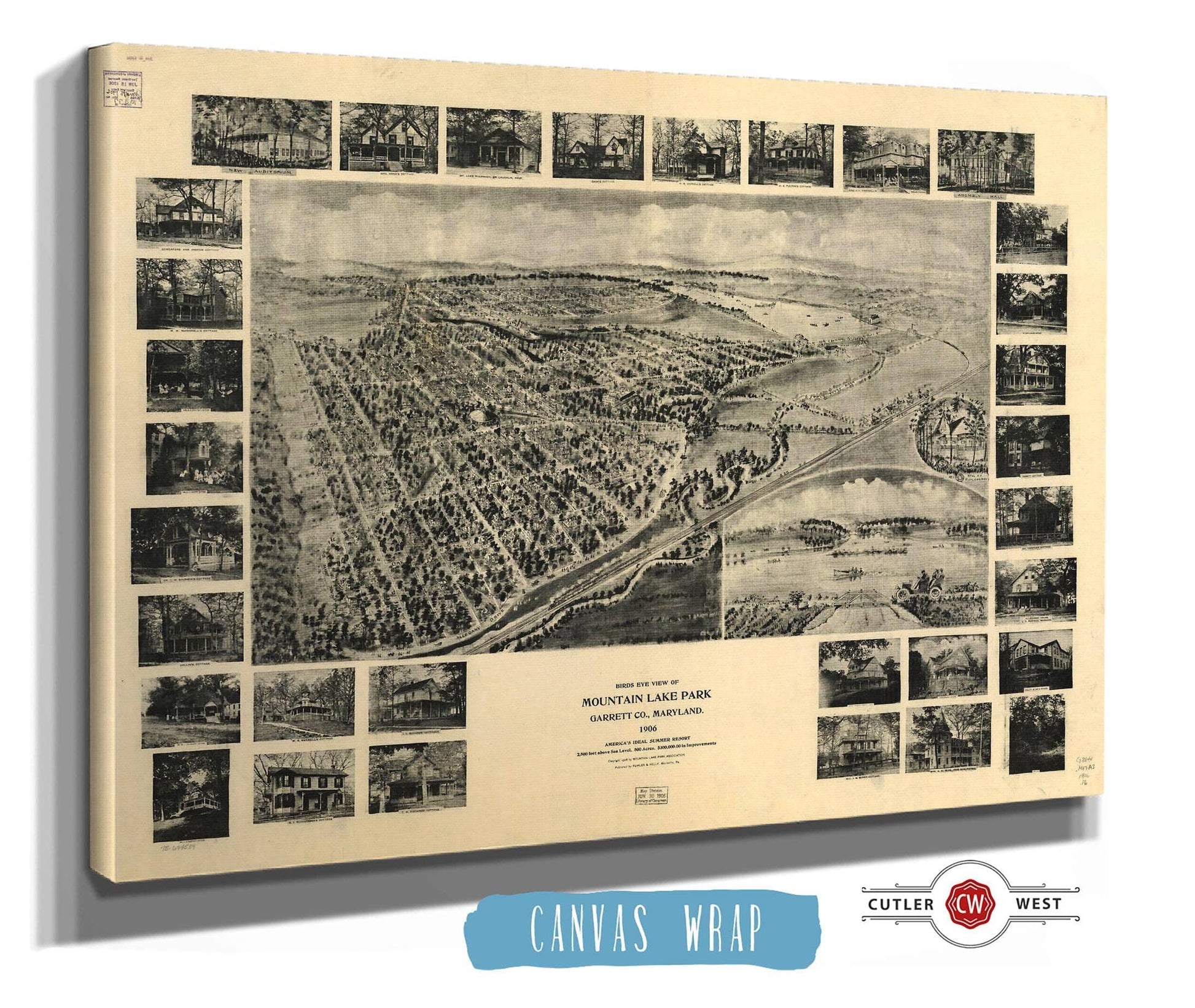 Birds Eye View Of Mountain Lake Park Garrett Co Maryland 1906 State of Maryland