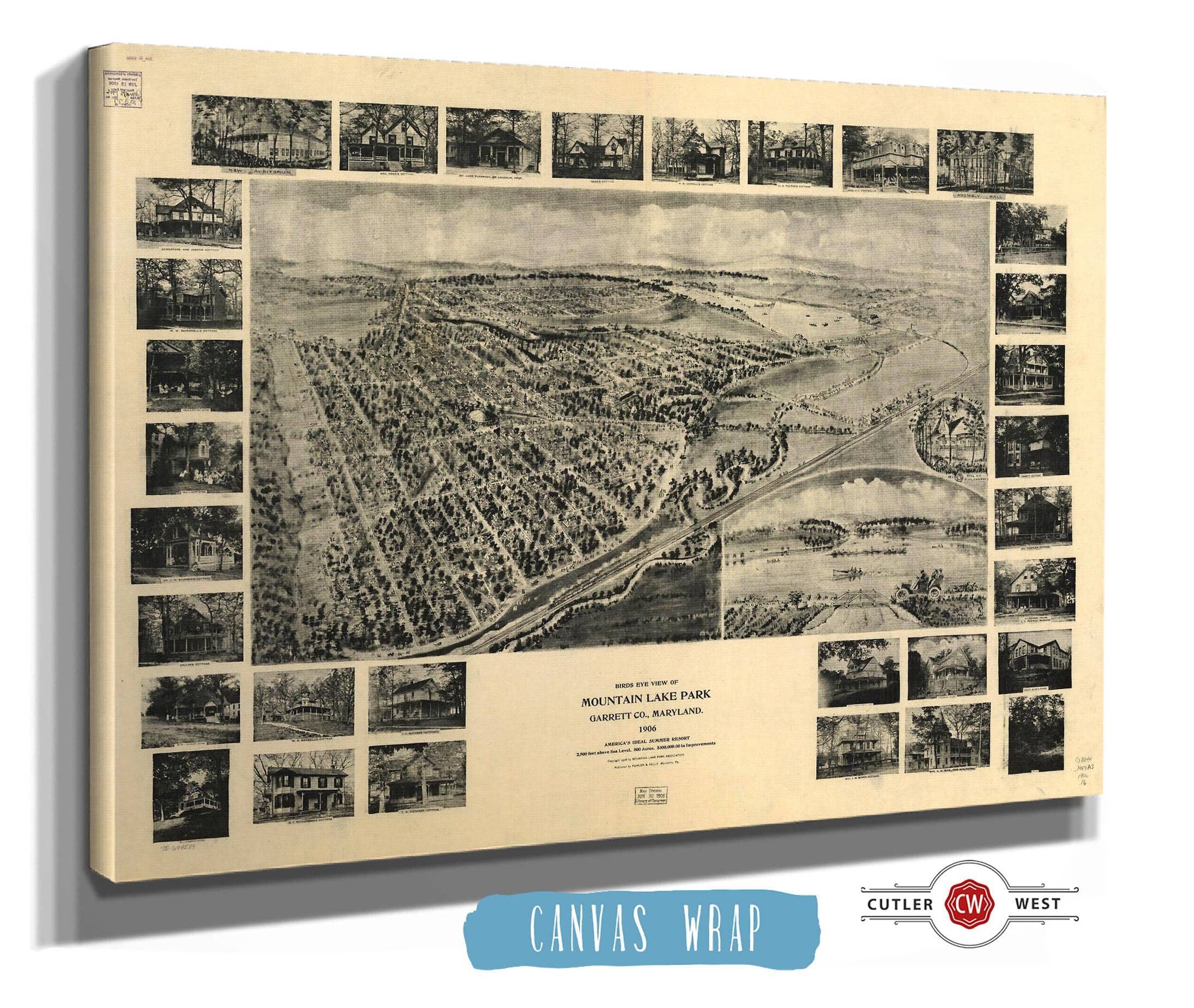 Birds Eye View Of Mountain Lake Park Garrett Co Maryland 1906 State of Maryland