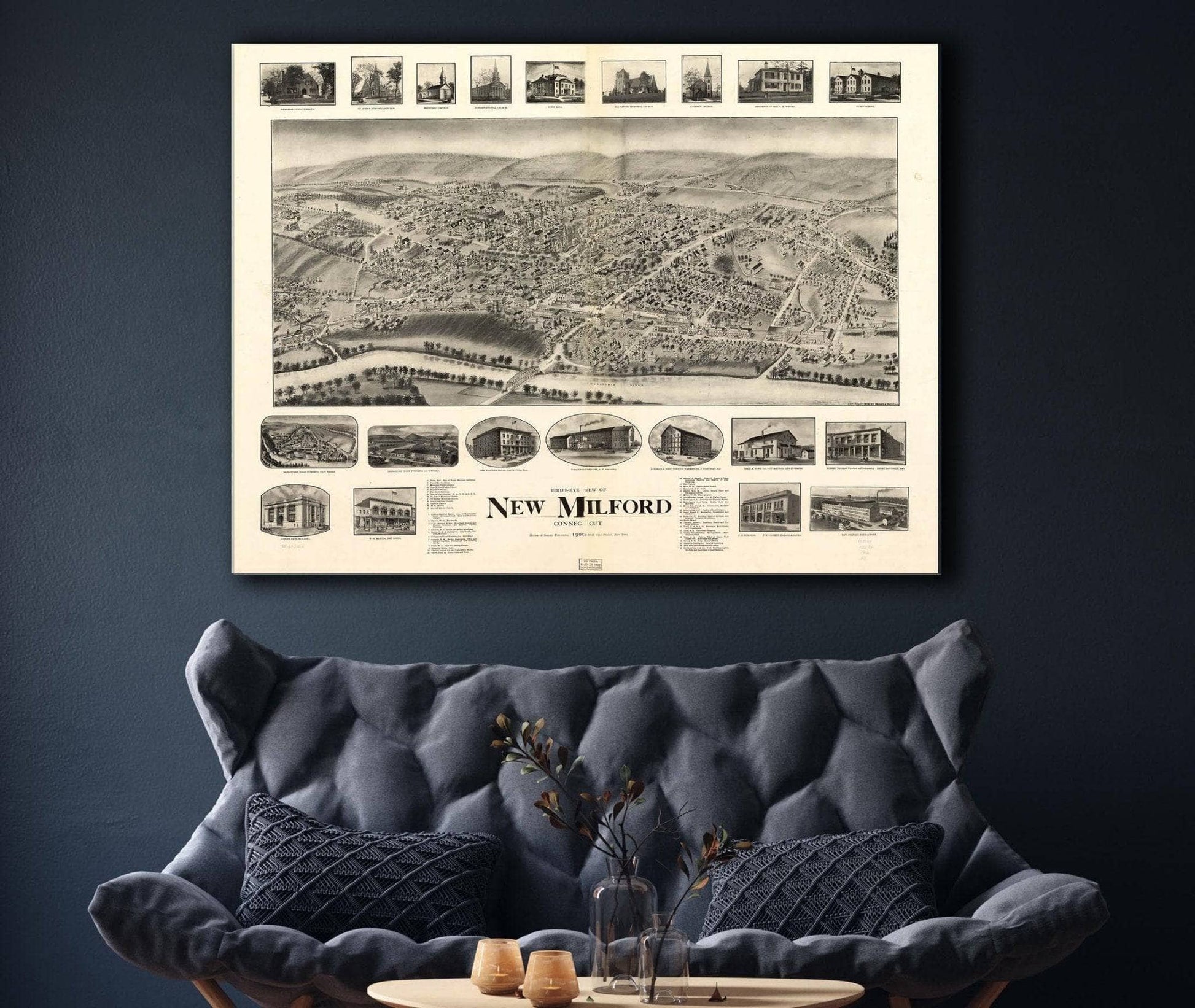 Birds Eye View Of New Milford Connecticut 1906 State of Connecticut
