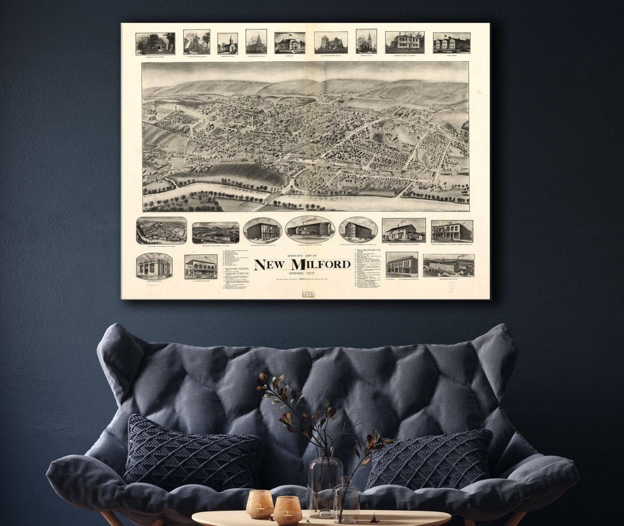 Birds Eye View Of New Milford Connecticut 1906 State of Connecticut