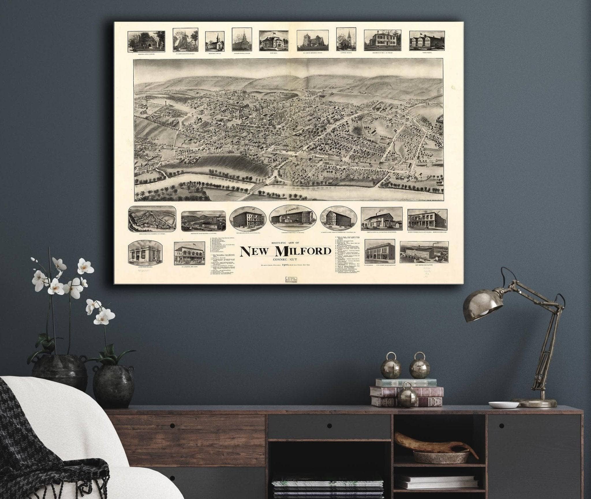 Birds Eye View Of New Milford Connecticut 1906 State of Connecticut