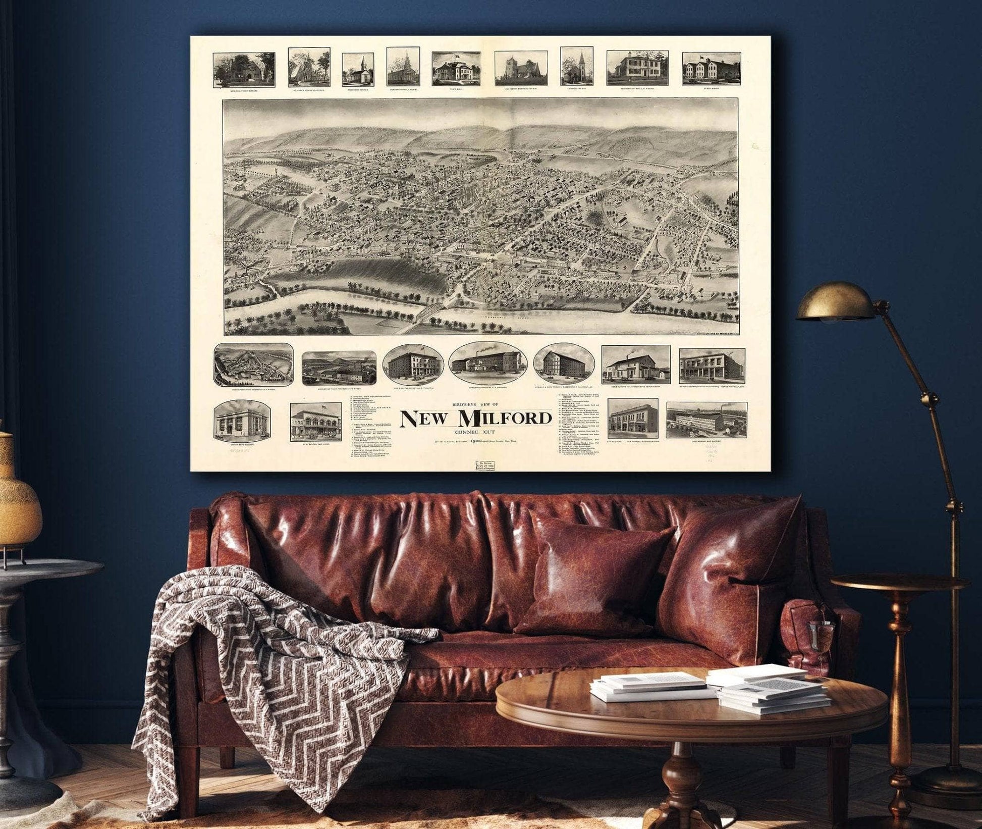 Birds Eye View Of New Milford Connecticut 1906 State of Connecticut