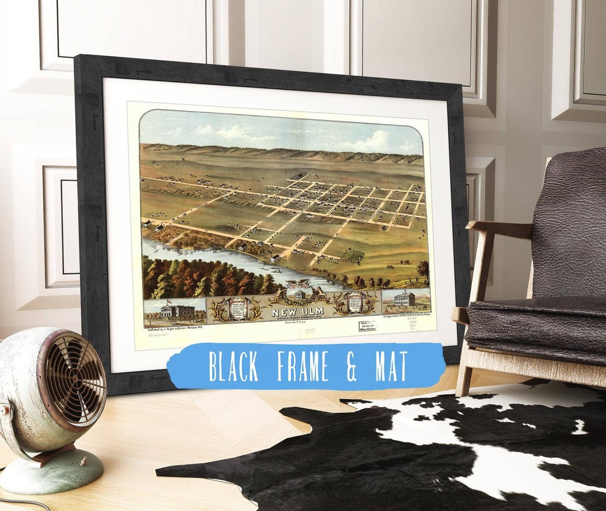 Birds Eye View Of New Ulm Brown County Minnesota 1870 State of Minnesota