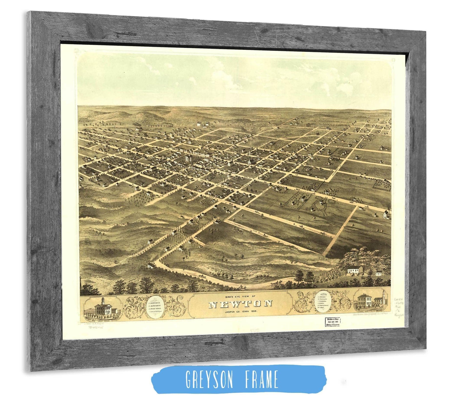 Birds Eye View Of Newton Jasper Co Iowa 1868 State of Iowa