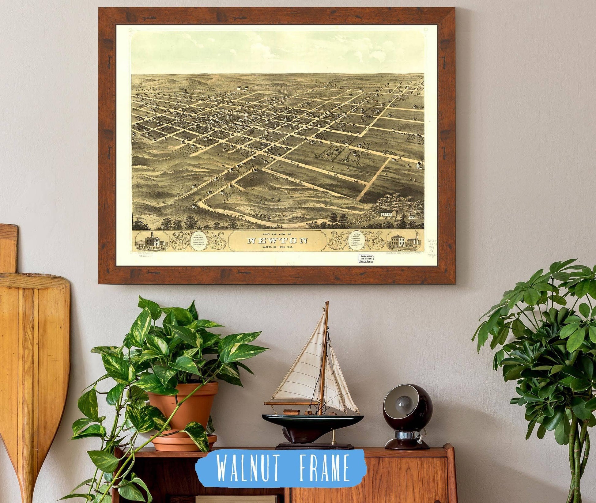 Birds Eye View Of Newton Jasper Co Iowa 1868 State of Iowa