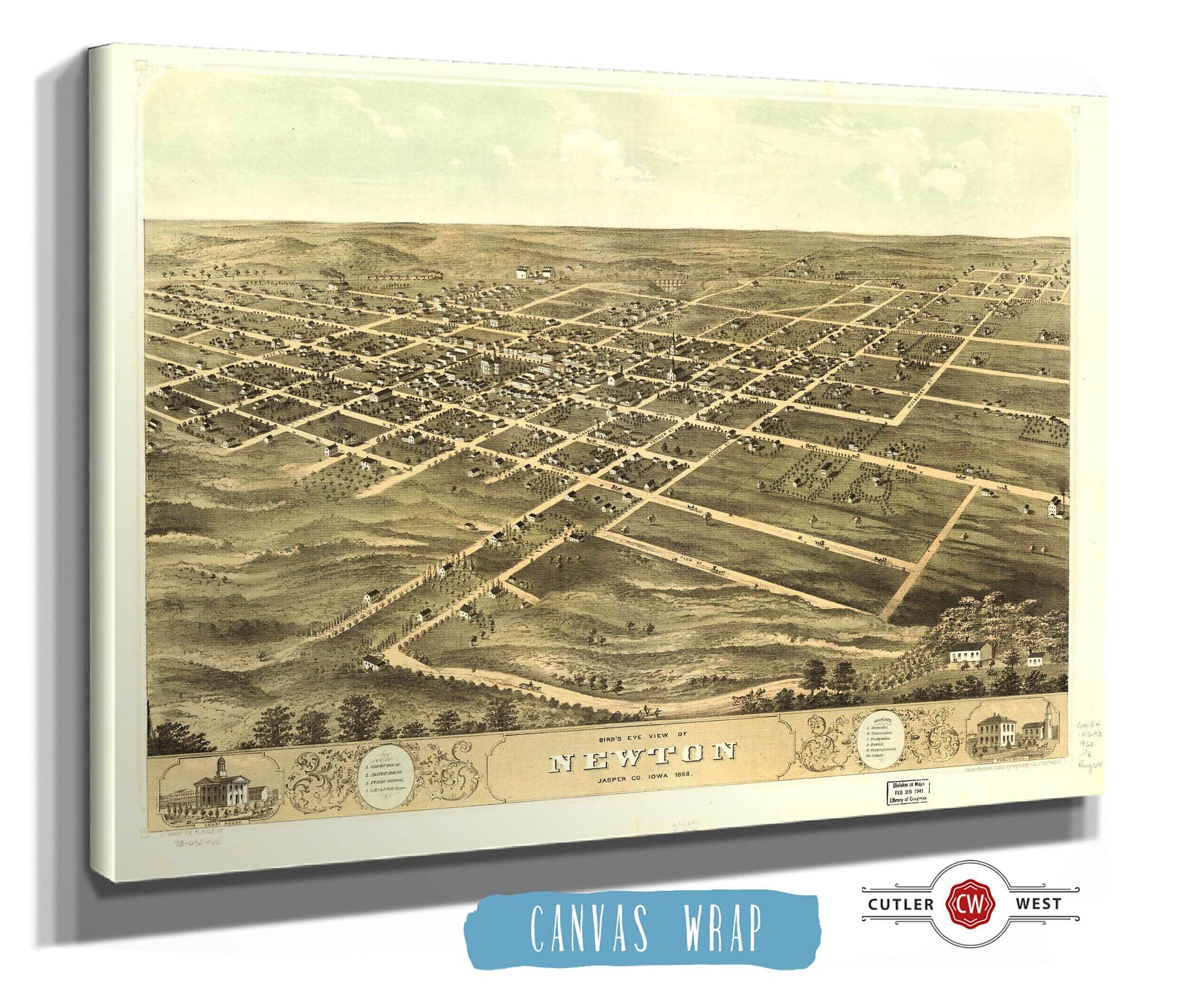Birds Eye View Of Newton Jasper Co Iowa 1868 State of Iowa