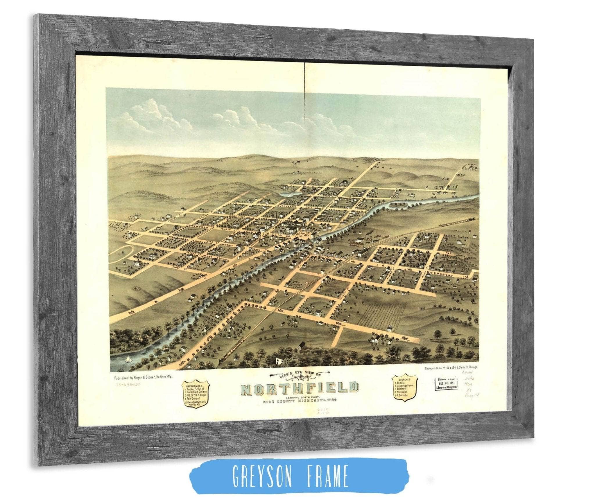 Birds Eye View Of Northfield Rice County Minnesota 1869 State of Minnesota