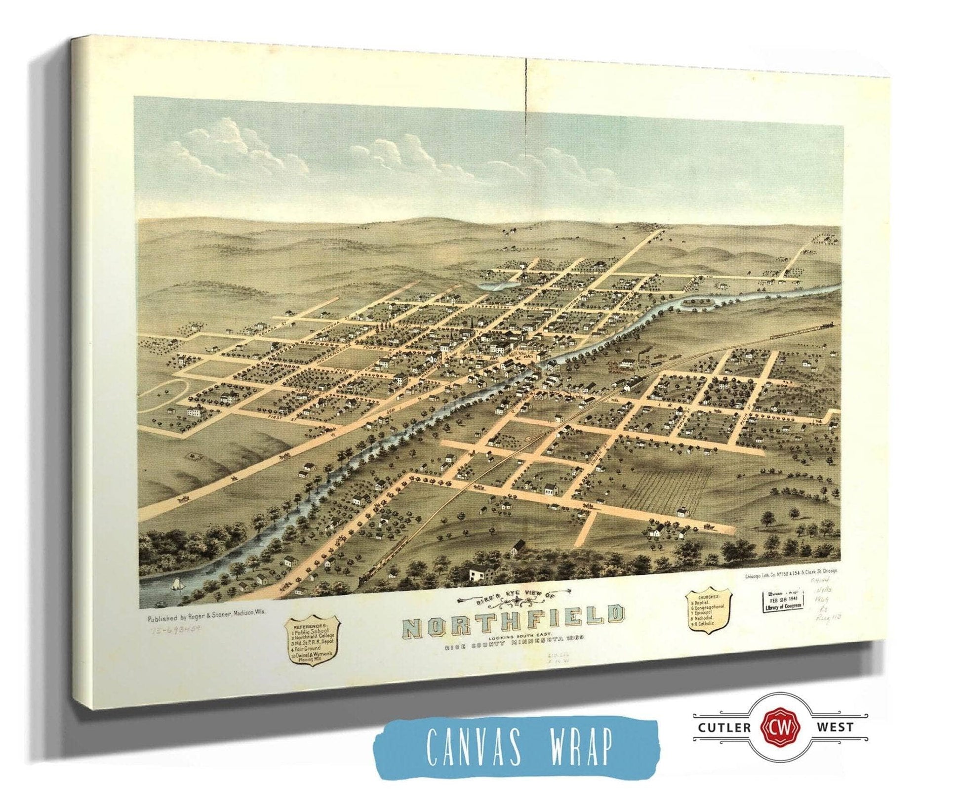 Birds Eye View Of Northfield Rice County Minnesota 1869 State of Minnesota