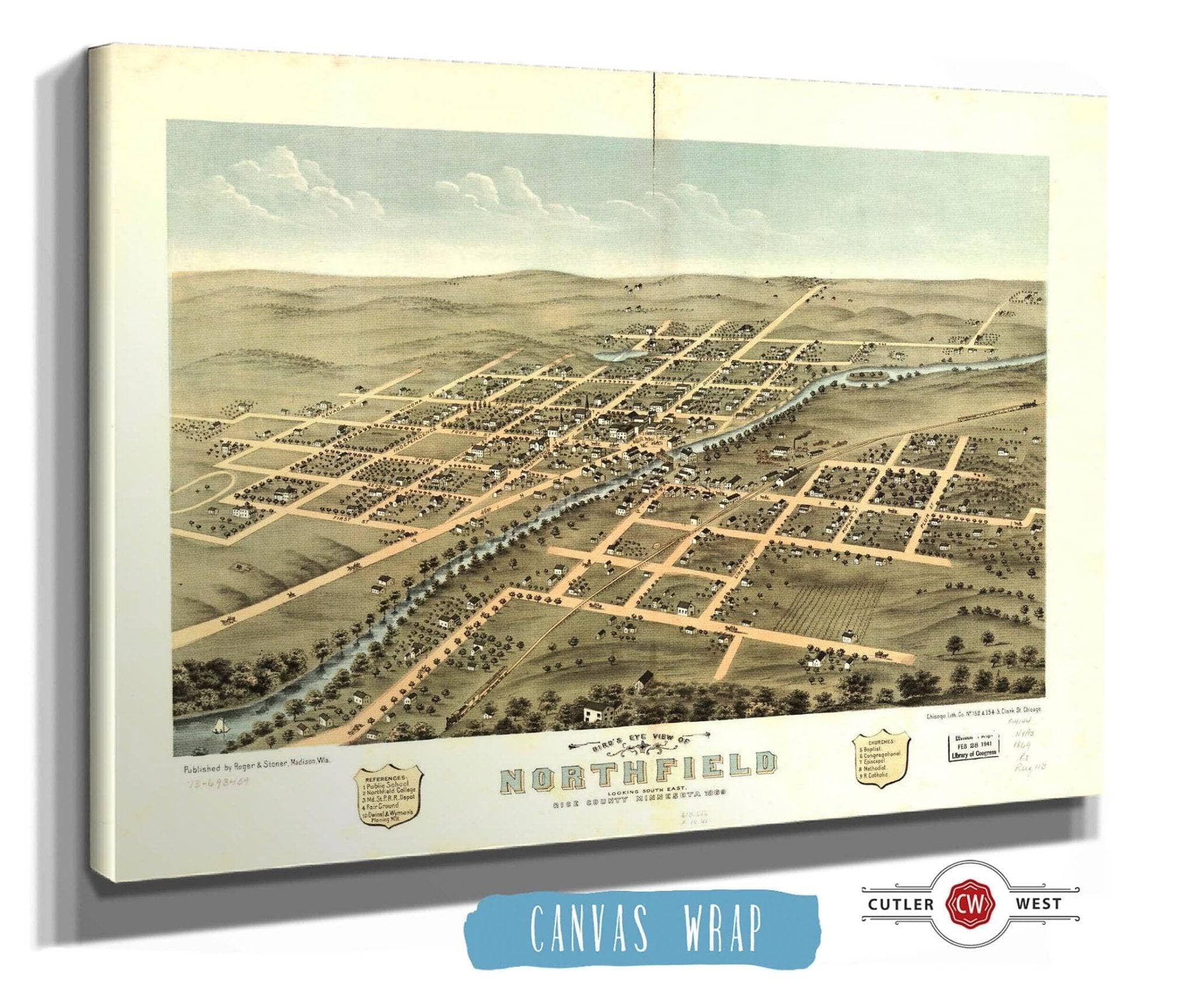Birds Eye View Of Northfield Rice County Minnesota 1869 State of Minnesota