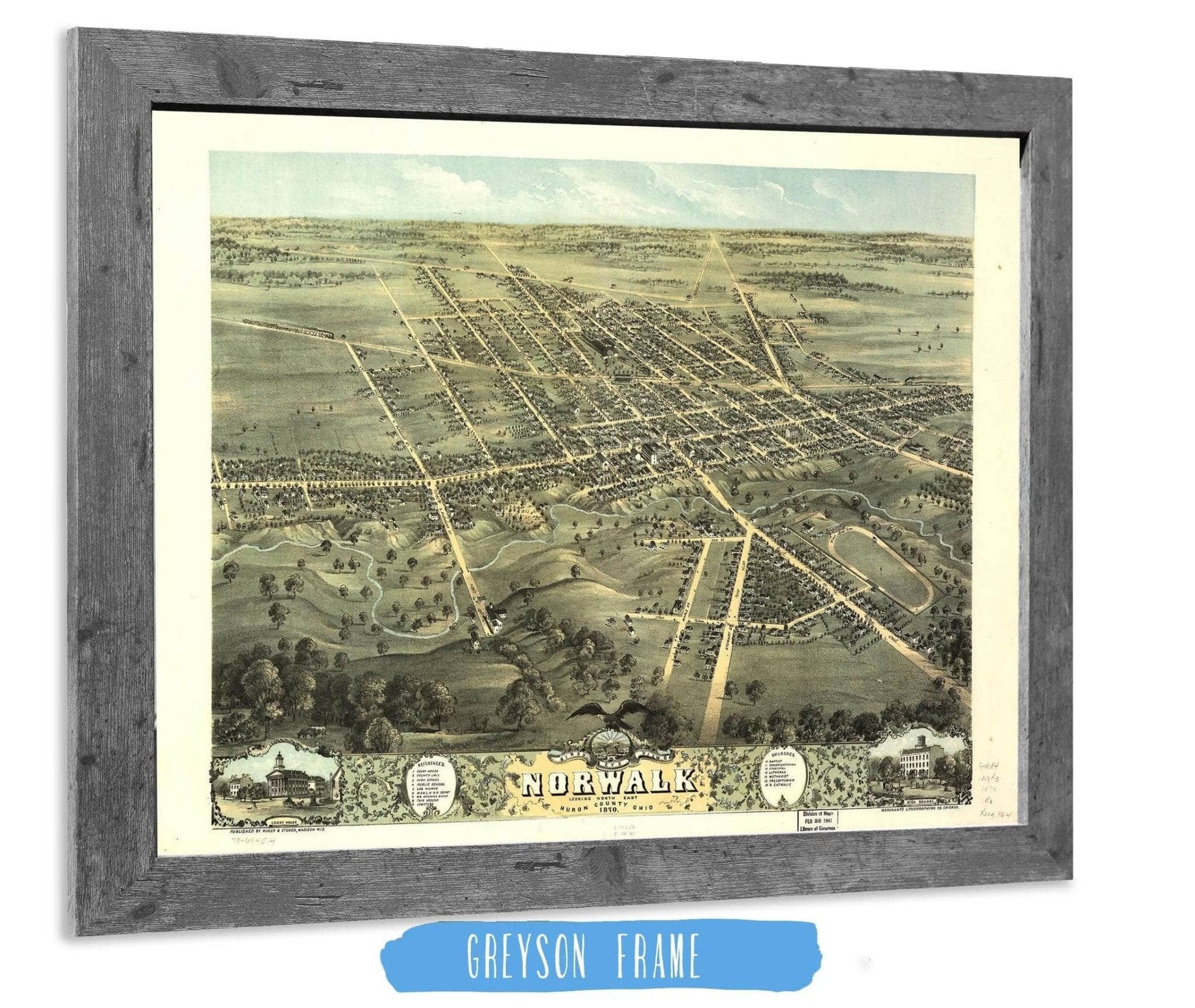Birds Eye View Of Norwalk Huron County Ohio 1870 State of Ohio