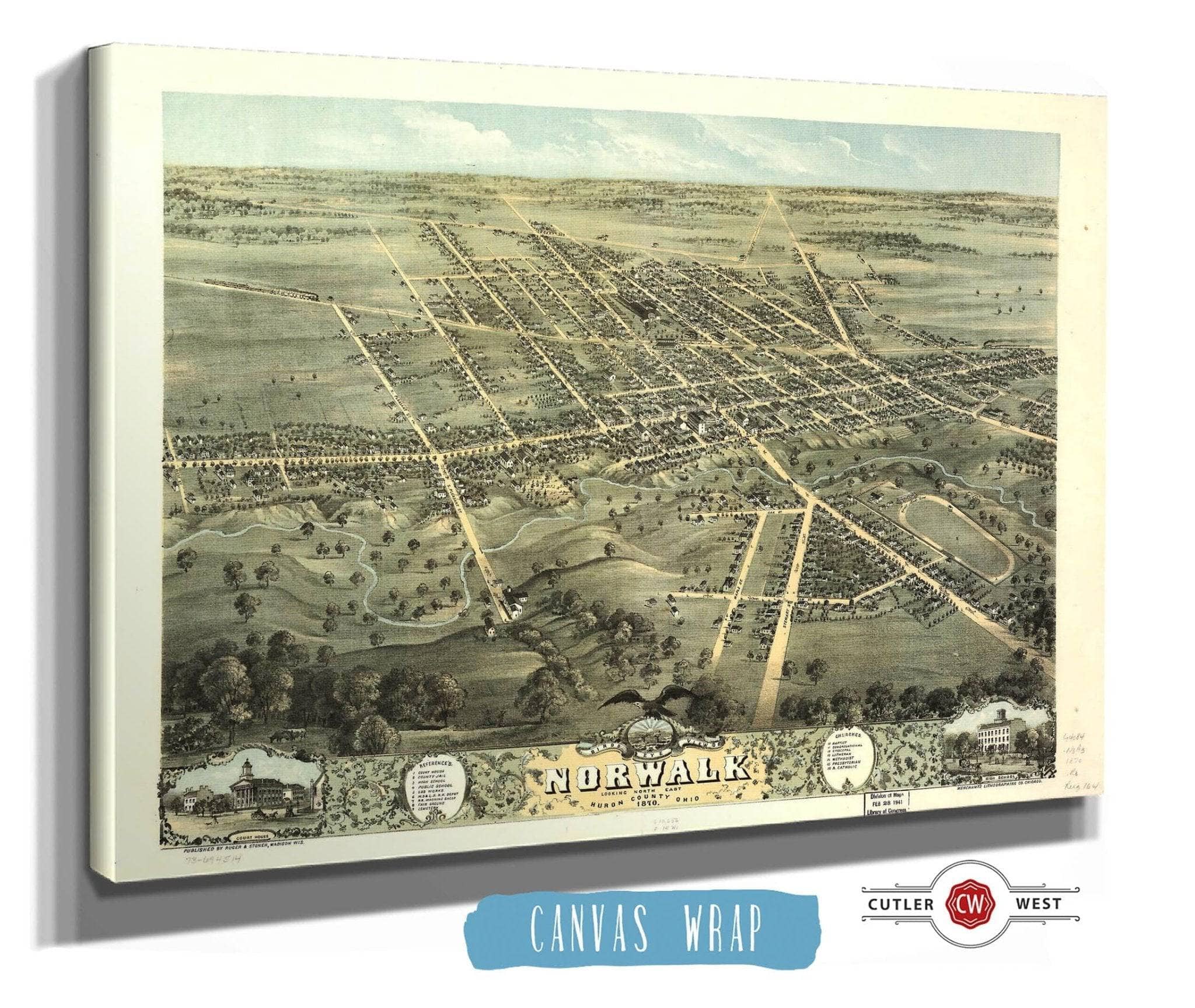 Birds Eye View Of Norwalk Huron County Ohio 1870 State of Ohio