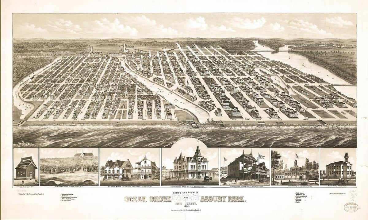 Birds Eye View Of Ocean Grove And Asbury Park New Jersey 1881  State Of New Jersey