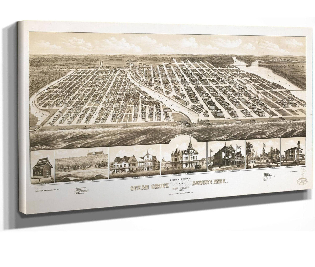 Birds Eye View Of Ocean Grove And Asbury Park New Jersey 1881  State Of New Jersey