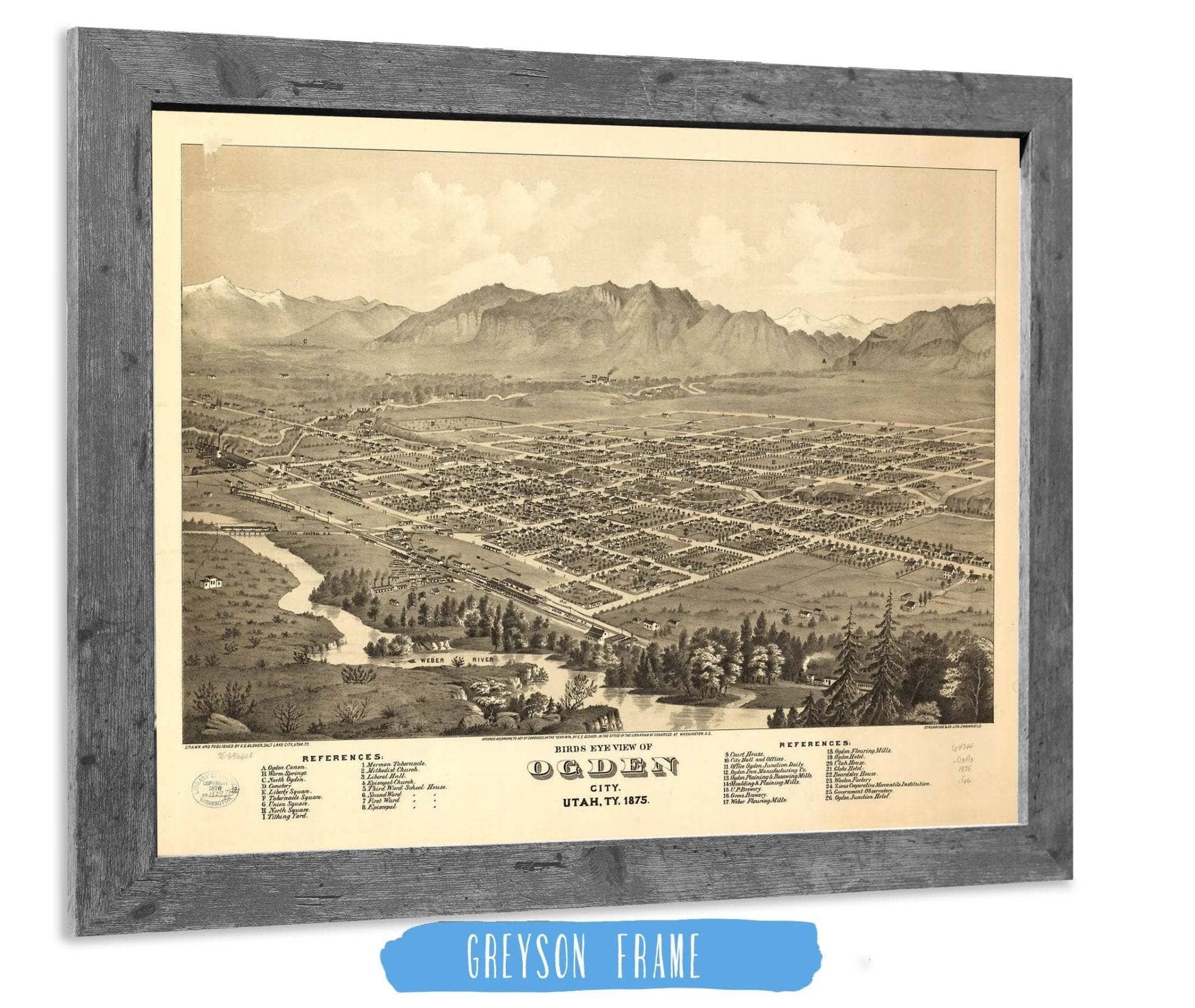 Birds Eye View Of Ogden City Utah Ty 1875 State of Utah