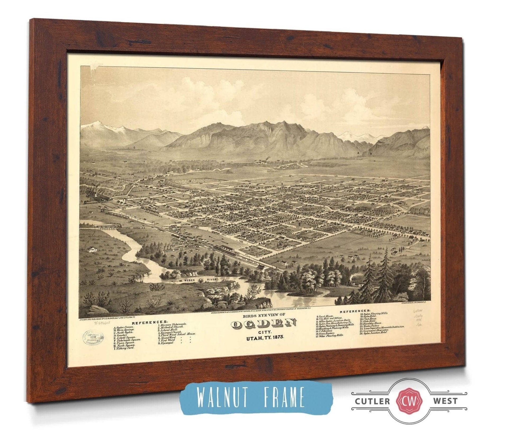 Birds Eye View Of Ogden City Utah Ty 1875 State of Utah