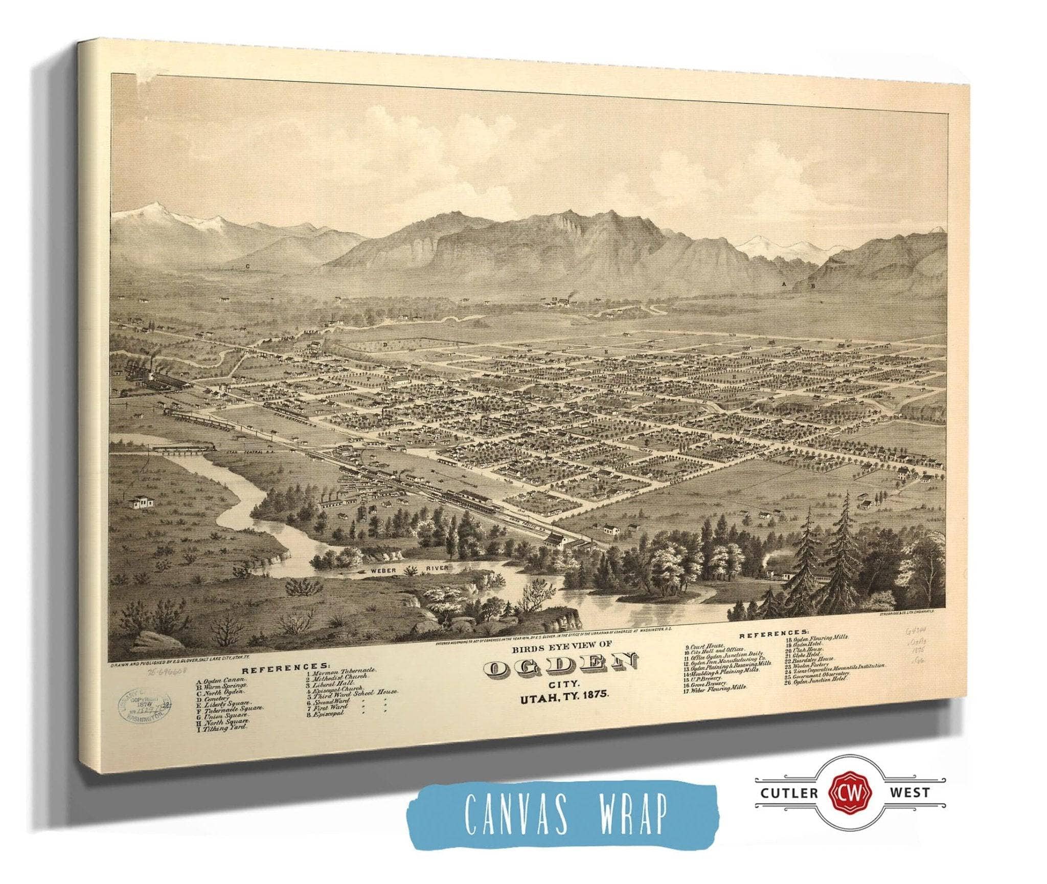 Birds Eye View Of Ogden City Utah Ty 1875 State of Utah